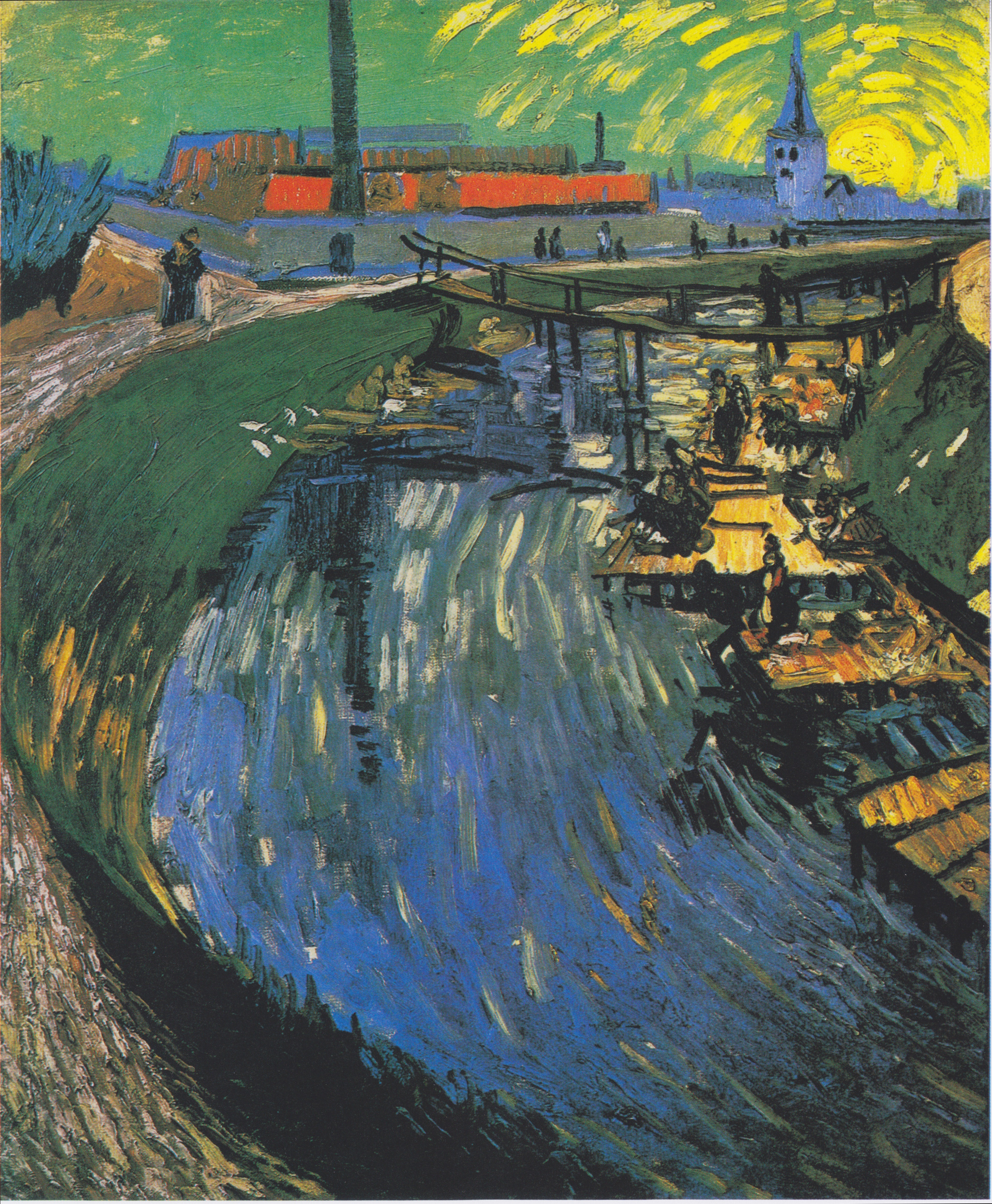 Canal with Women Washing, 1888-06, by Vincent van Gogh