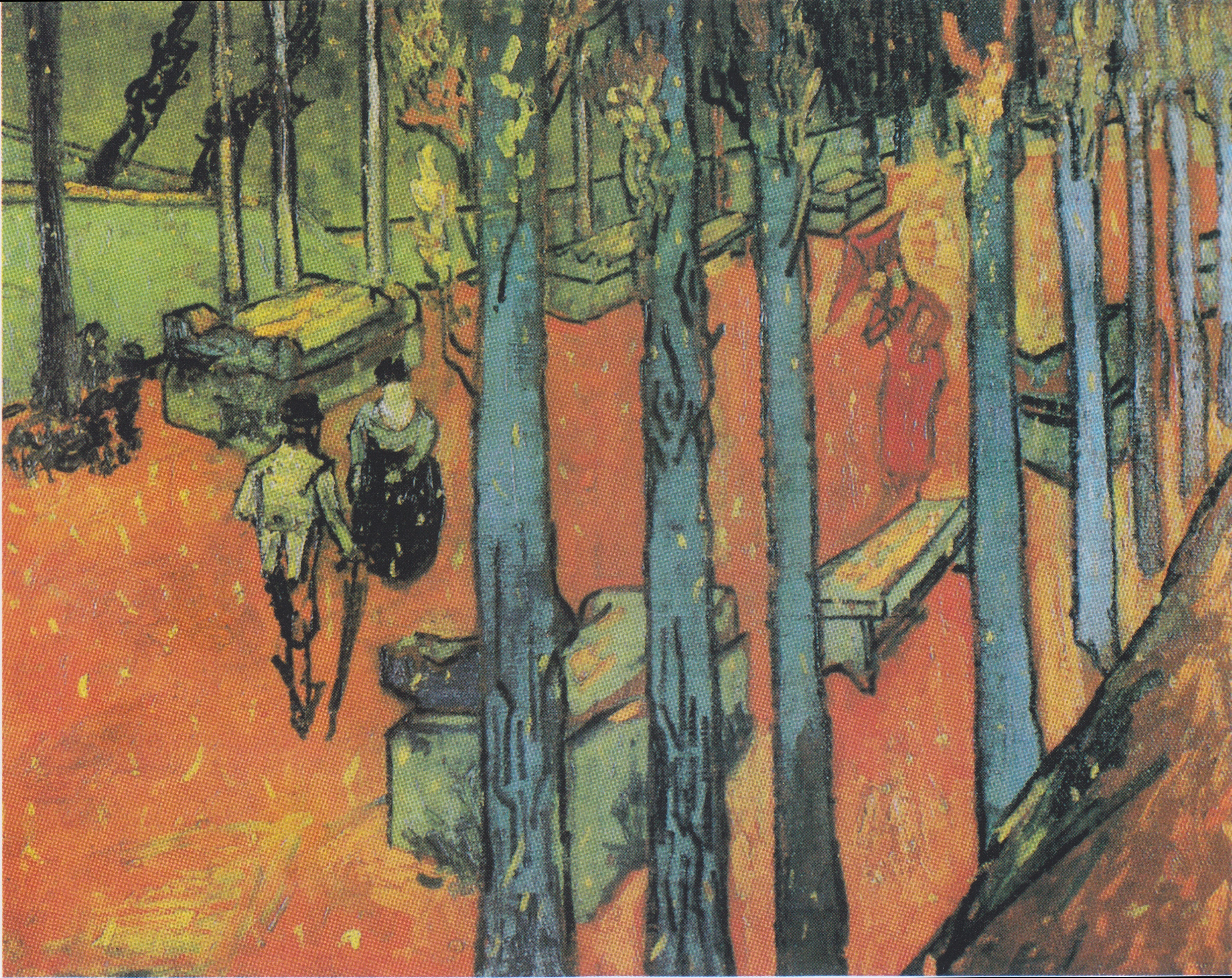 Les Alyscamps: Falling Autumn Leaves, 1888-11, by Vincent van Gogh