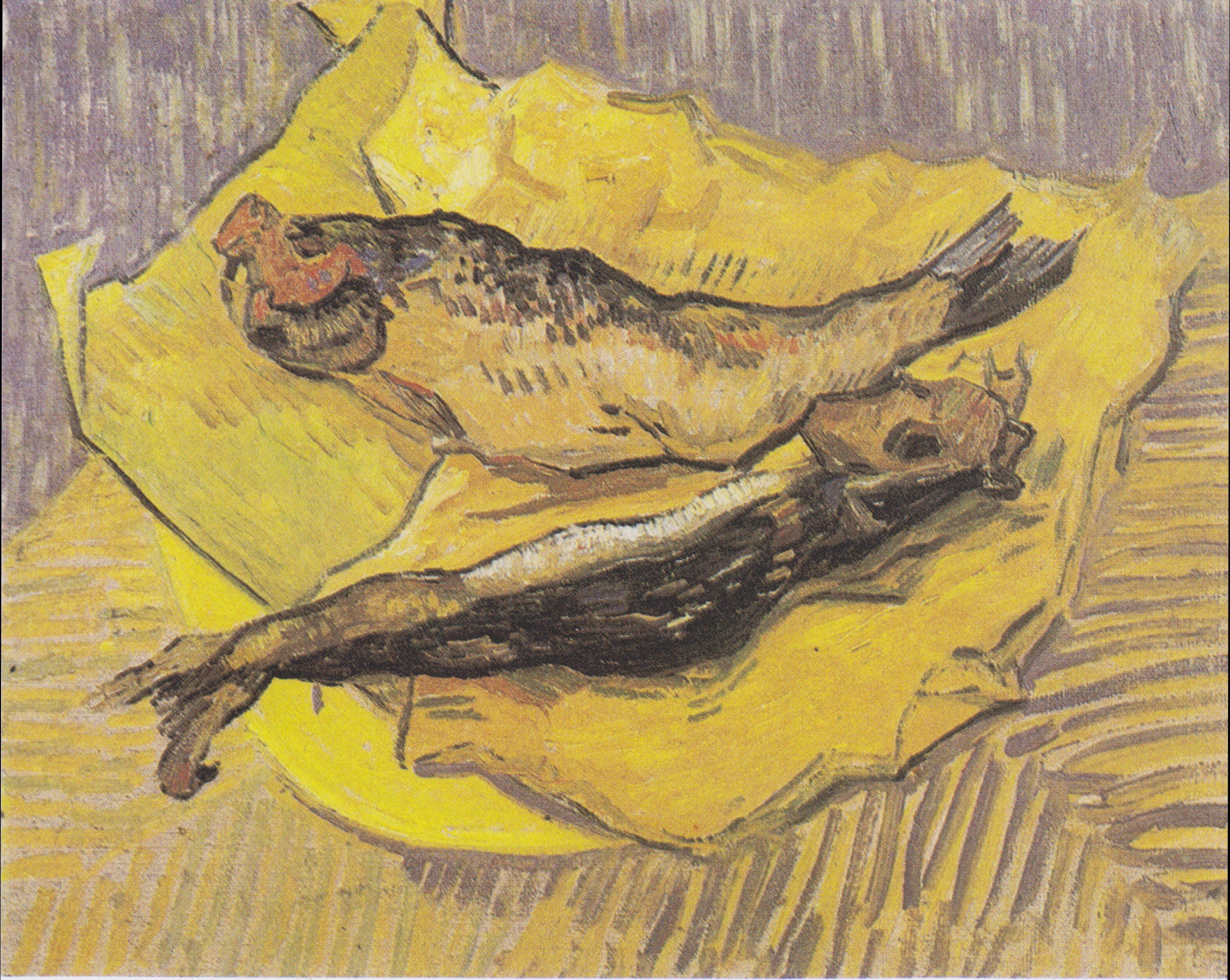 Still Life: Bloaters on a Piece of Yellow Paper, 1889-01, by Vincent van Gogh