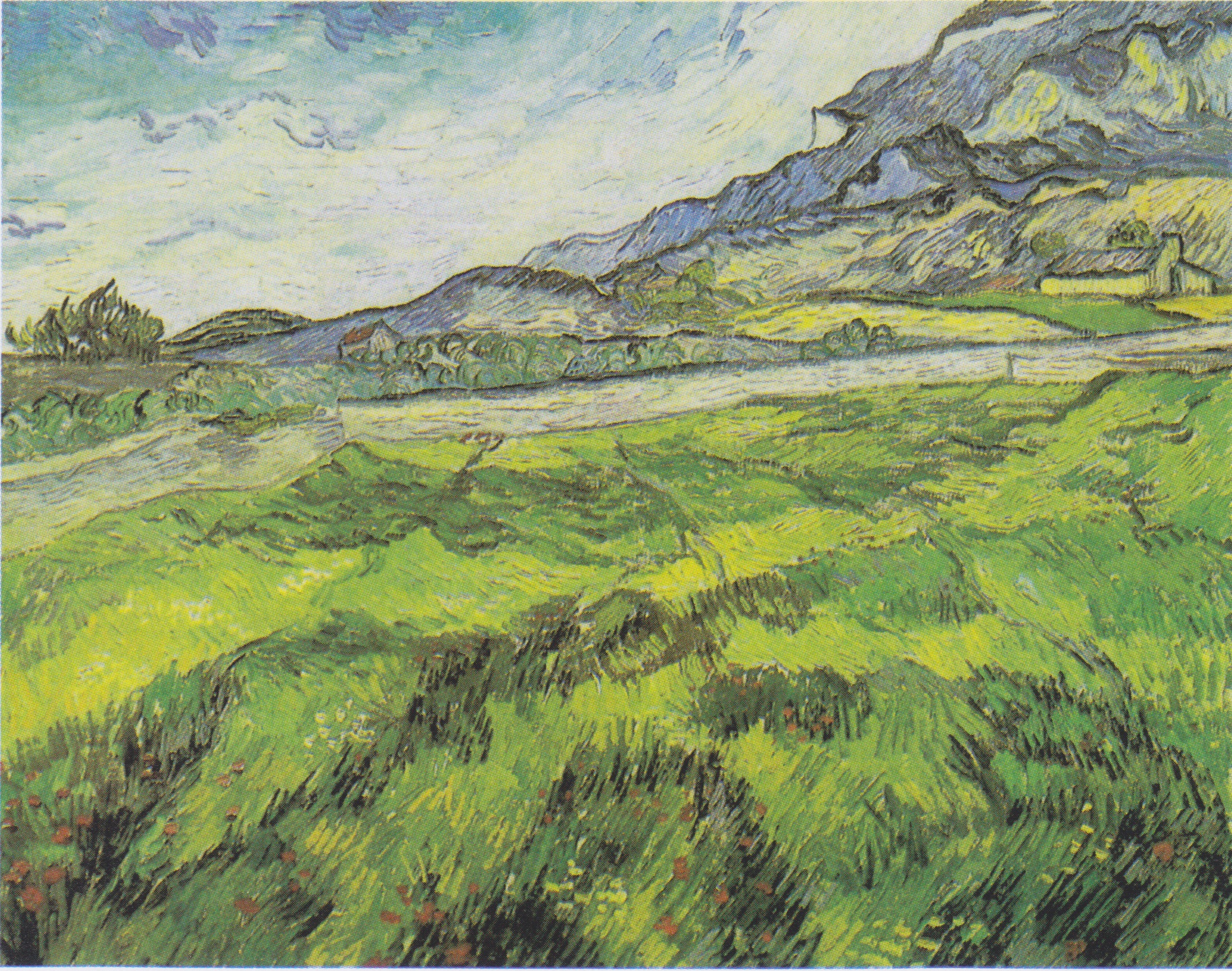 Green Wheat Field, 1889-06, by Vincent van Gogh