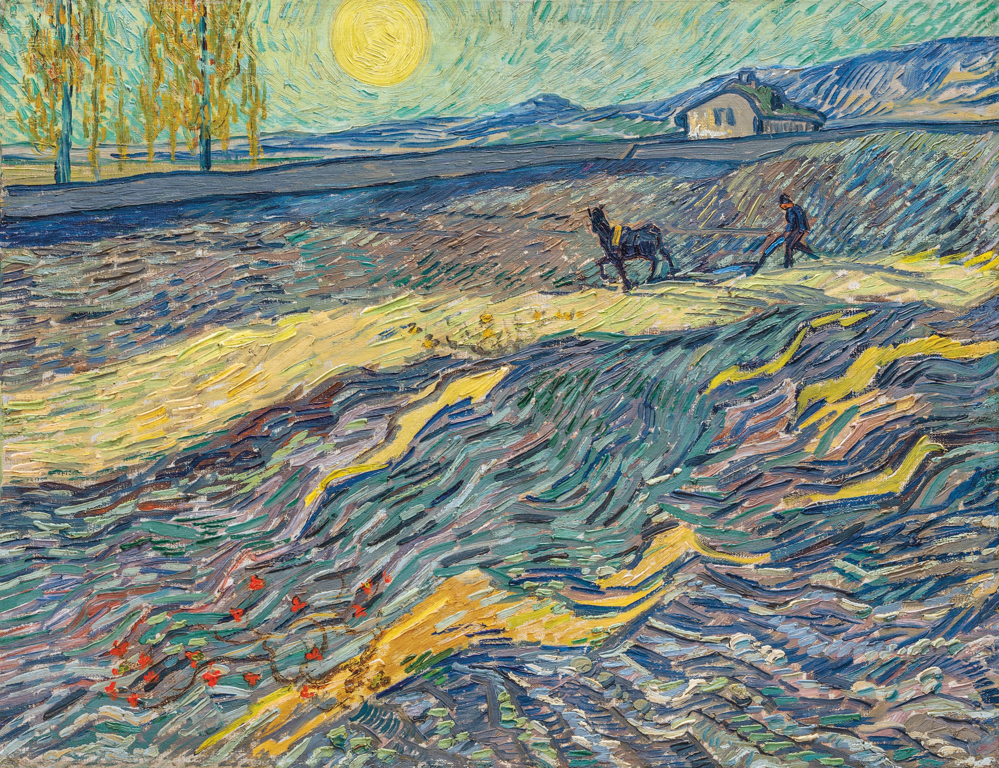 Enclosed Field with Ploughman, 1889-09, by Vincent van Gogh