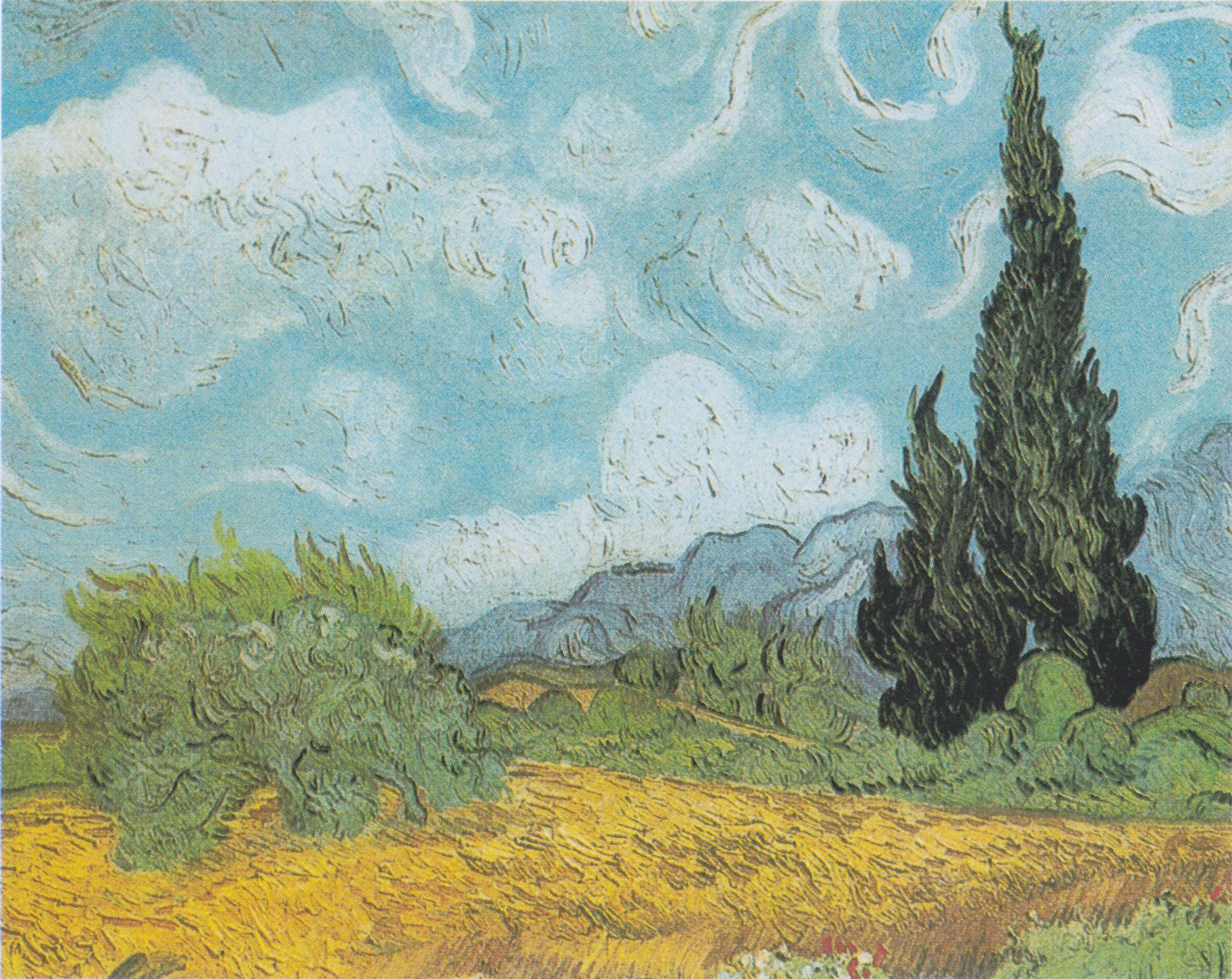 Wheatfield with Cypresses, 1889-09, by Vincent van Gogh
