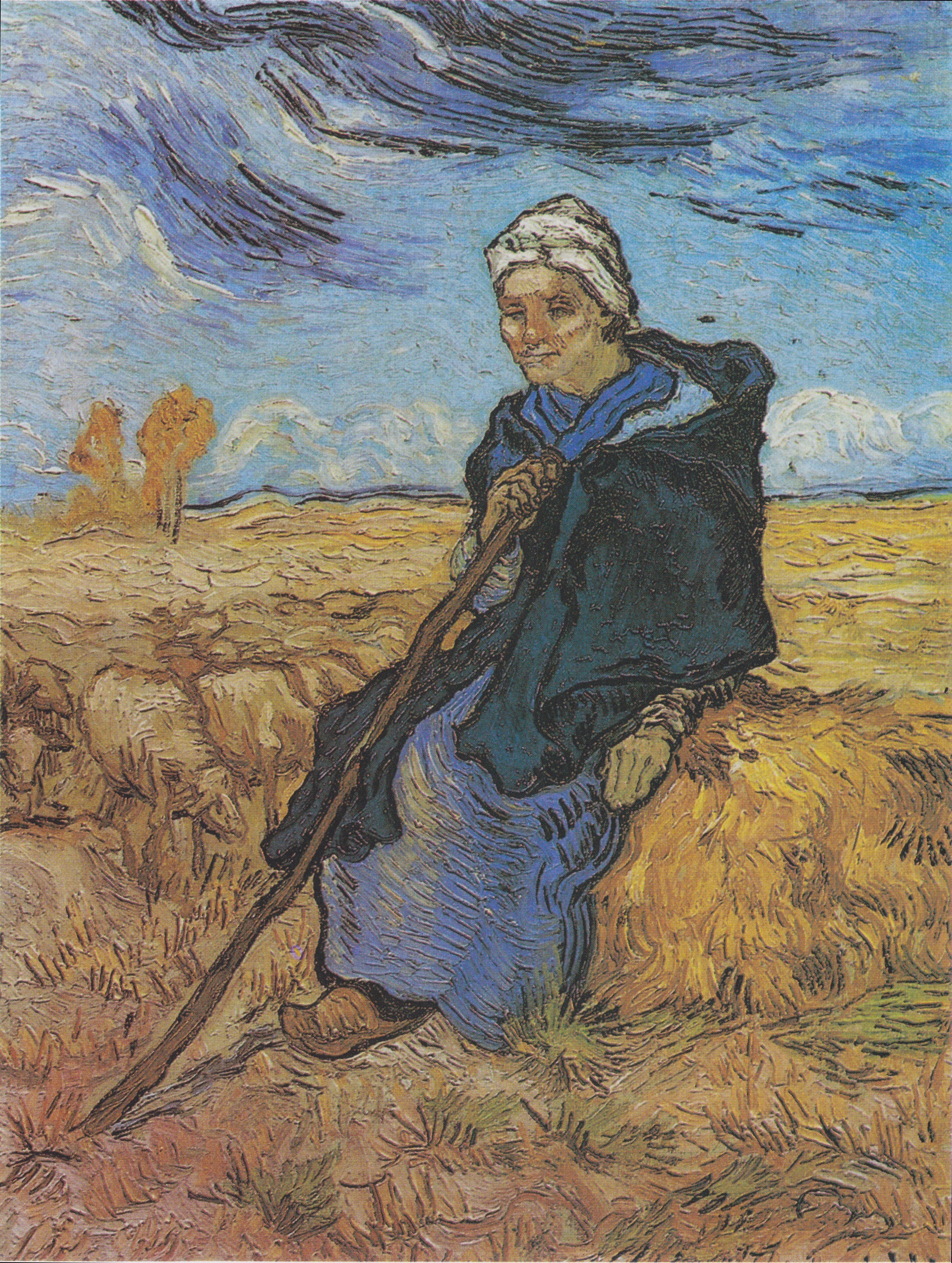 Shepherdess, The (after Millet), 1889-11, by Vincent van Gogh
