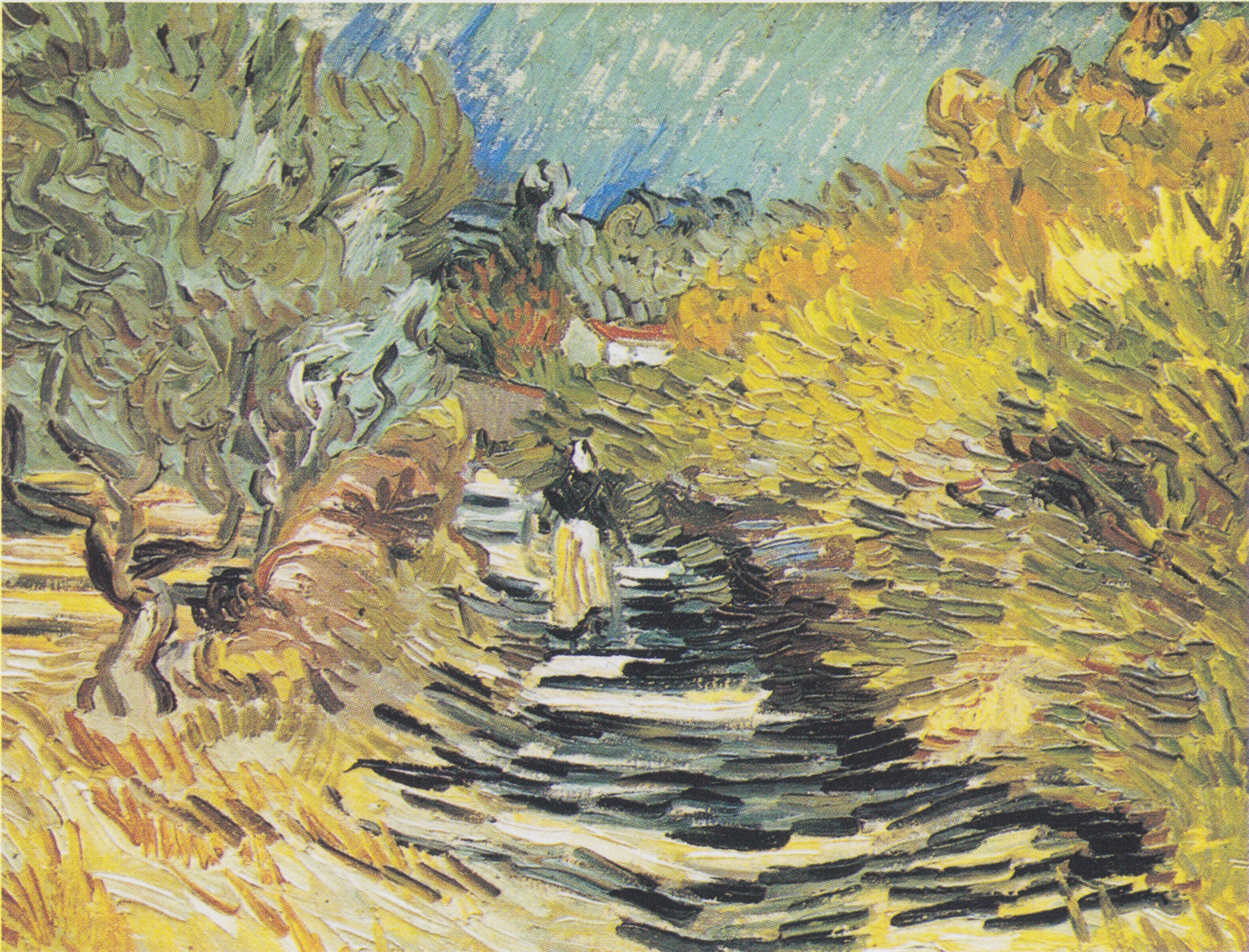 A Road at Saint-Remy with Female Figure, 1889, by Vincent van Gogh
