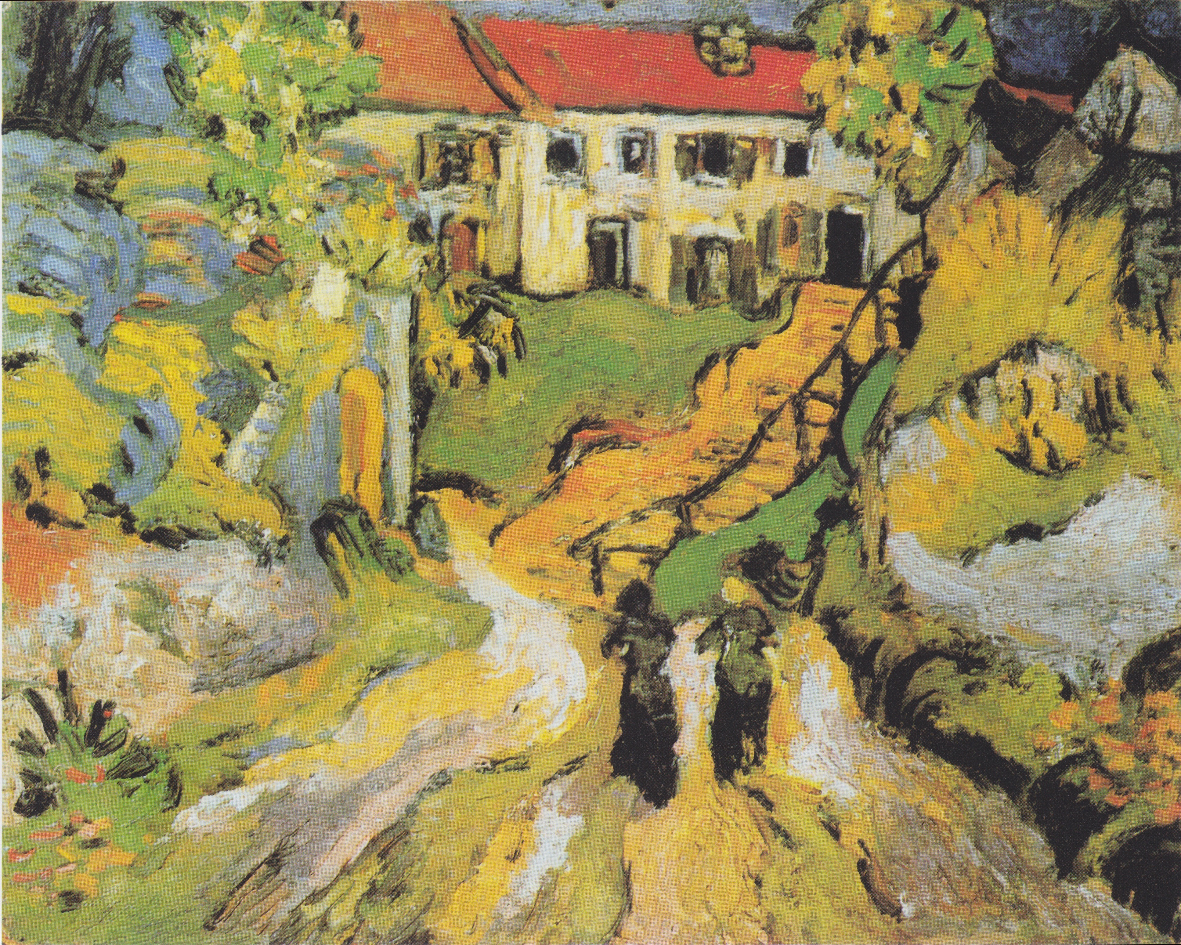 Village Street and Steps in Auvers with Two Figures, 1890, by Vincent van Gogh