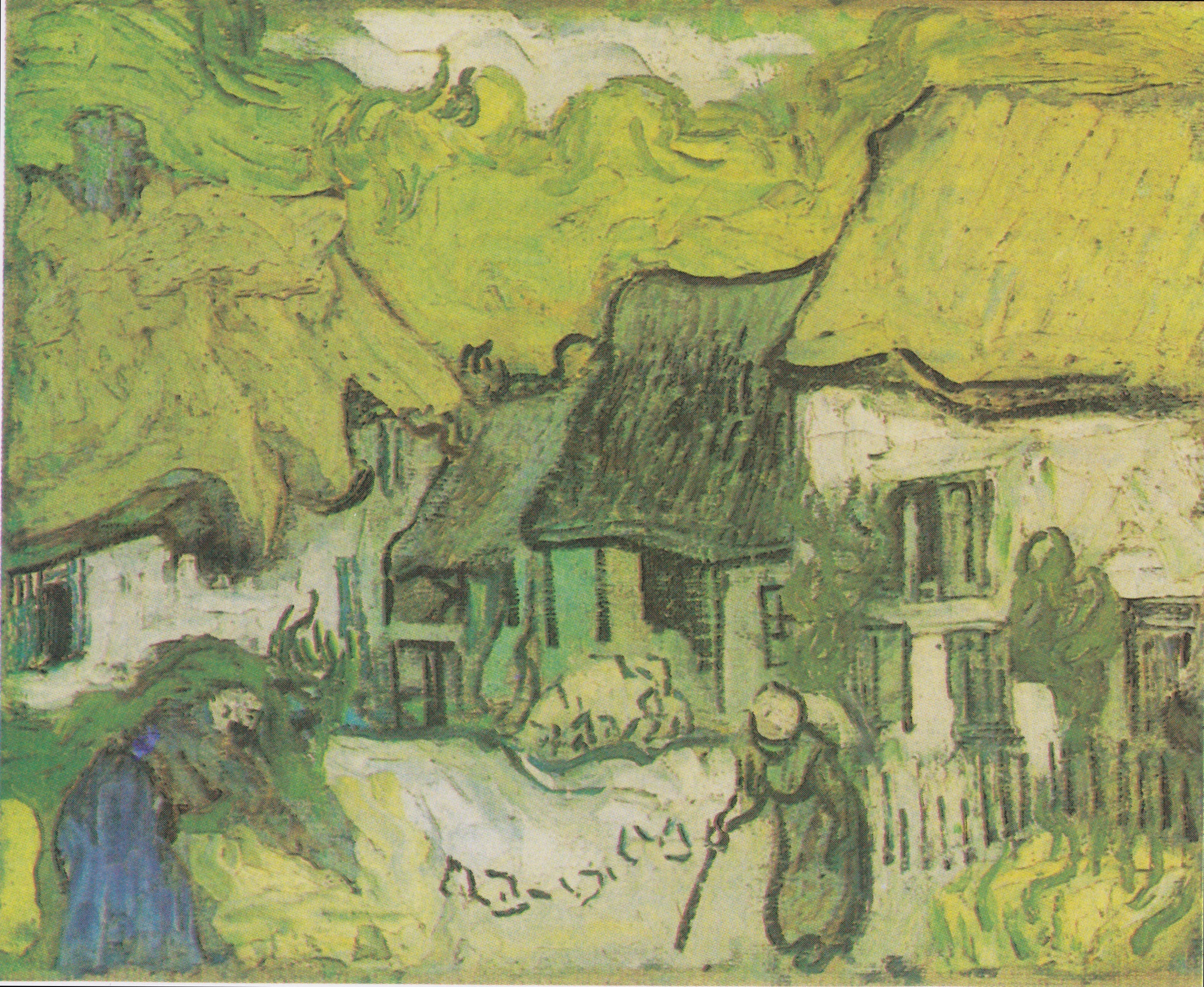 Thatched Cottages in Jorgus, 1890-06, by Vincent van Gogh