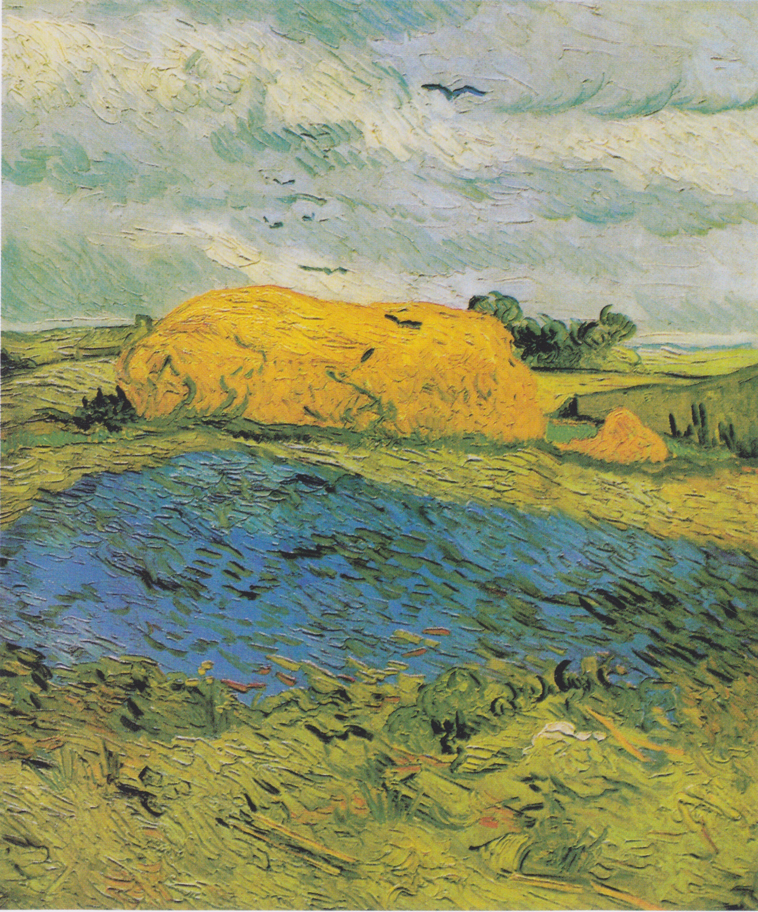 Haystacks under a Rainy Sky, 1890, by Vincent van Gogh