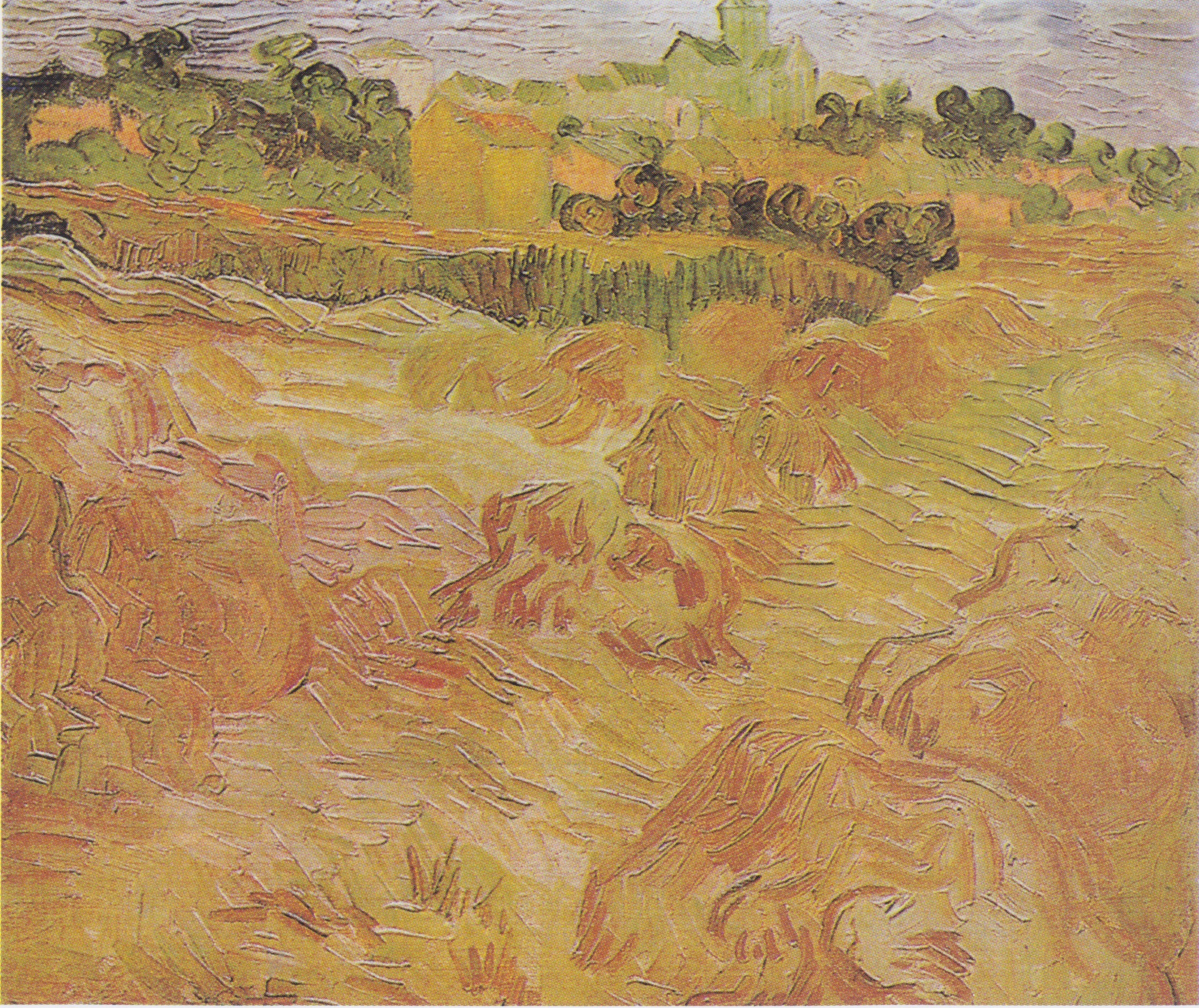 Wheat Fields with Auvers in the Background, 1890-07, by Vincent van Gogh