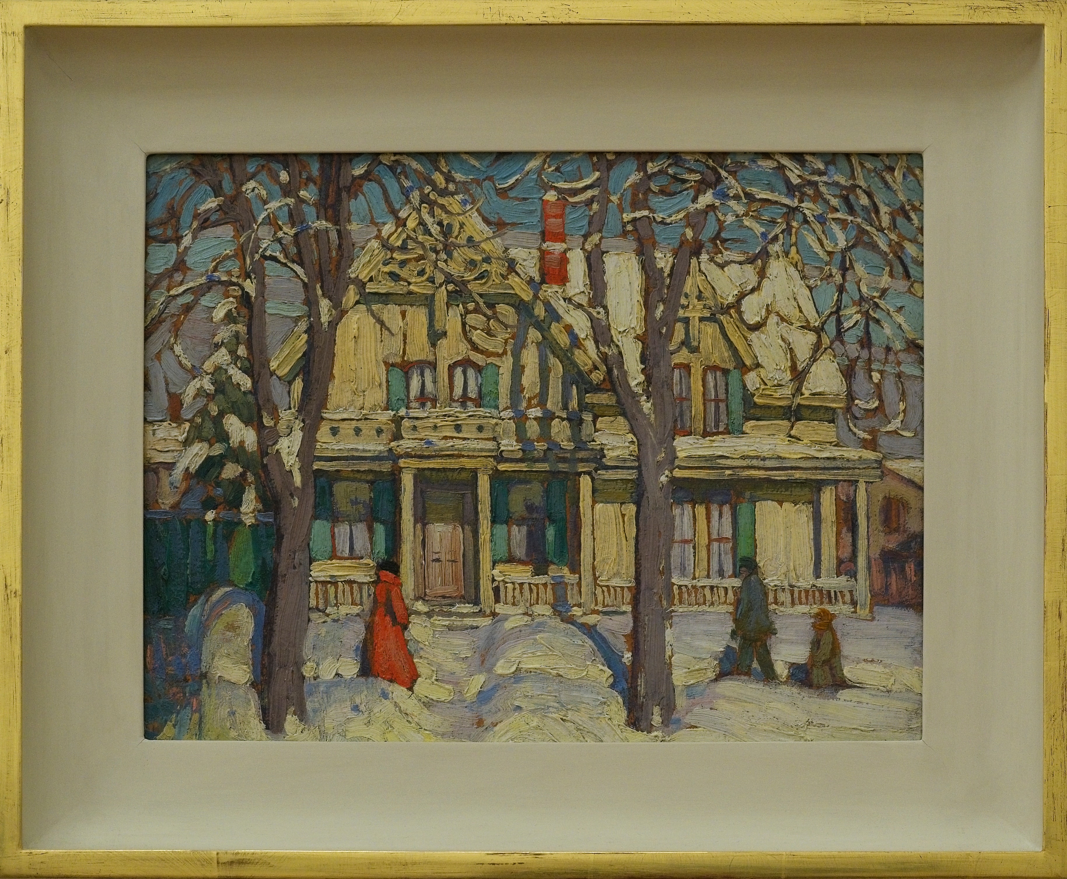 Lawren Harris Street Scene with Figures, Hamilton ~1919 oil on wood-pulp board 103956 by Lawren Harris