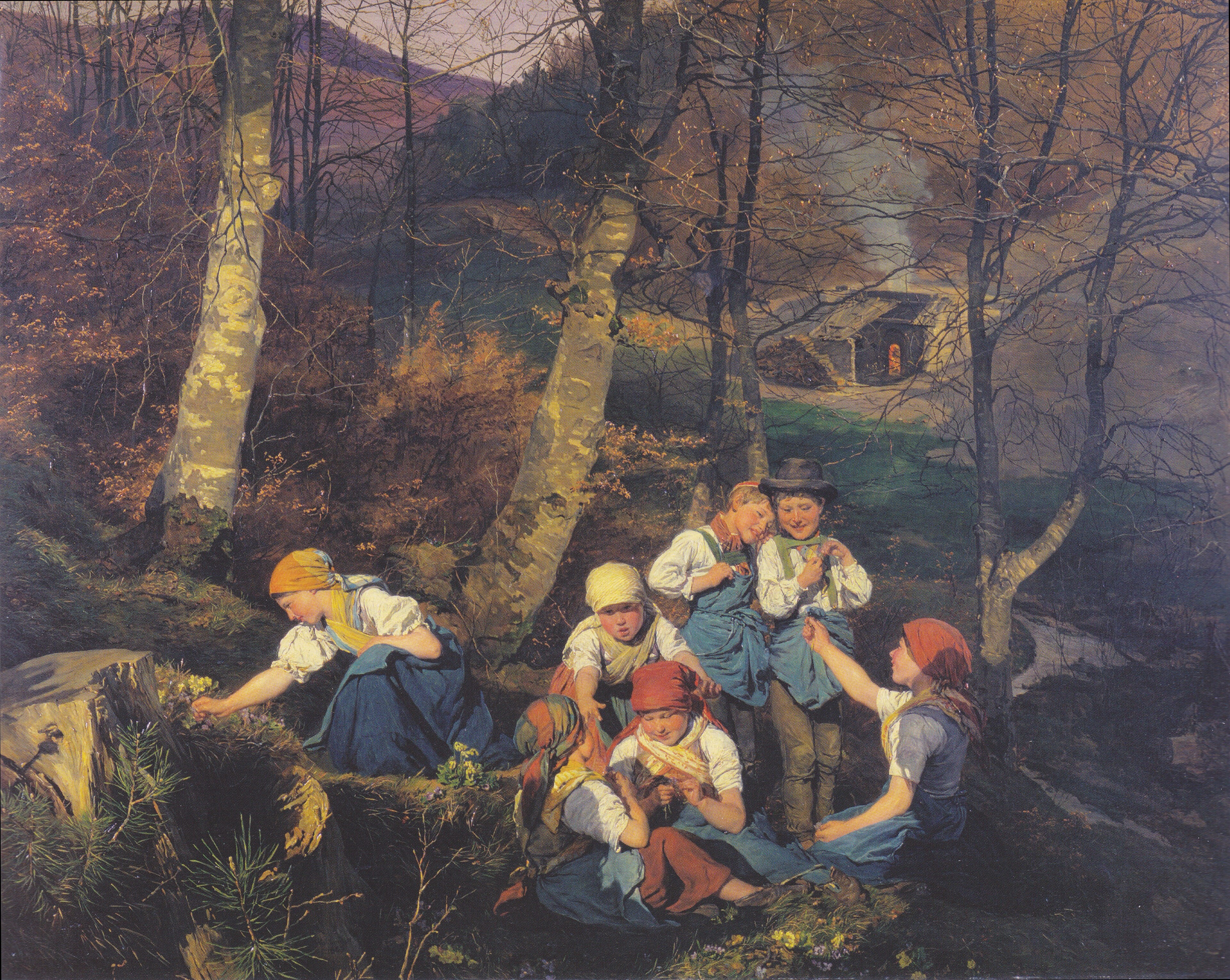 The violets pickers (Early Spring in the Wienerwald) by Ferdinand Georg Waldmüller