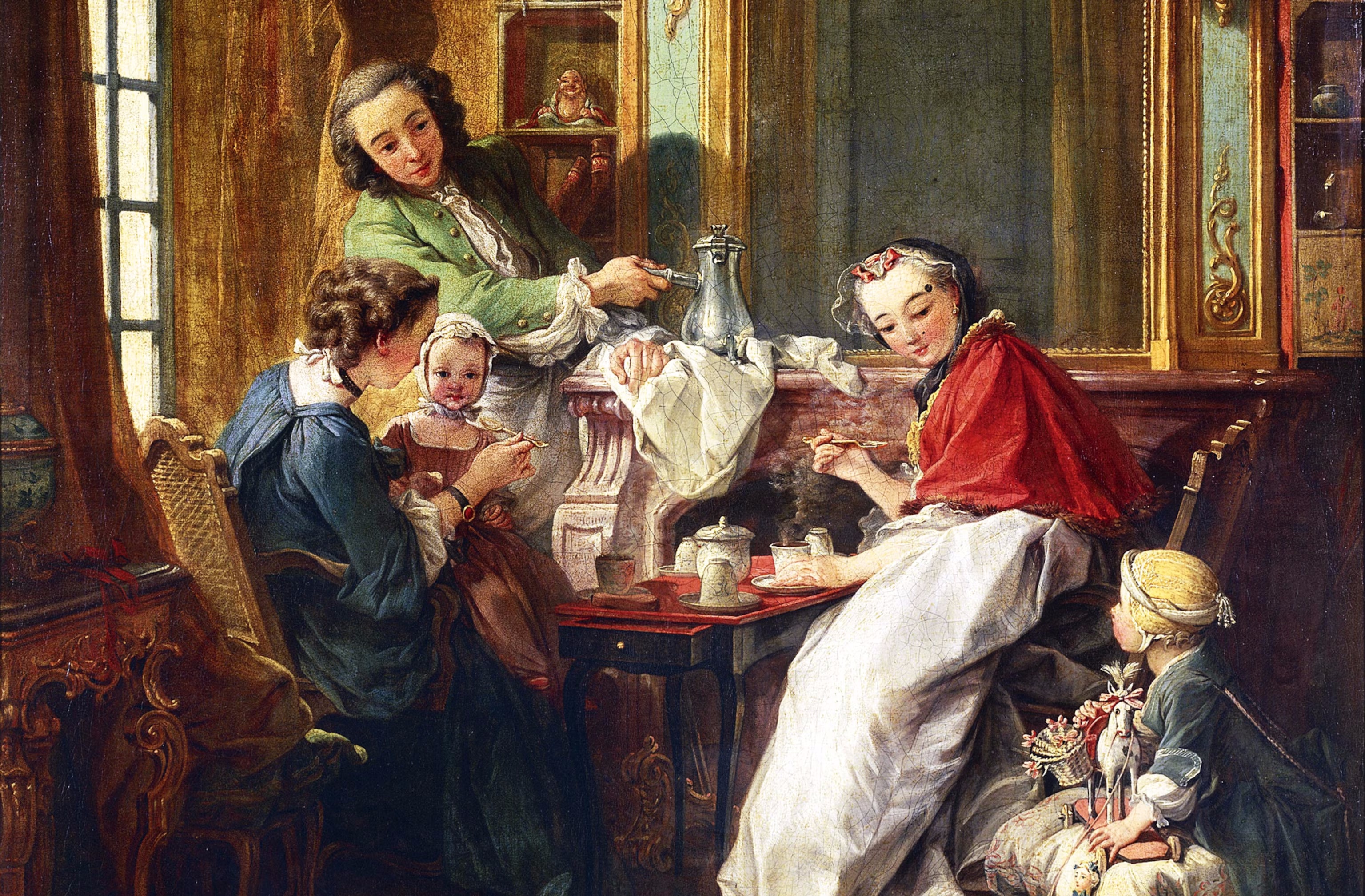 Painting of a family at breakfast by François Boucher