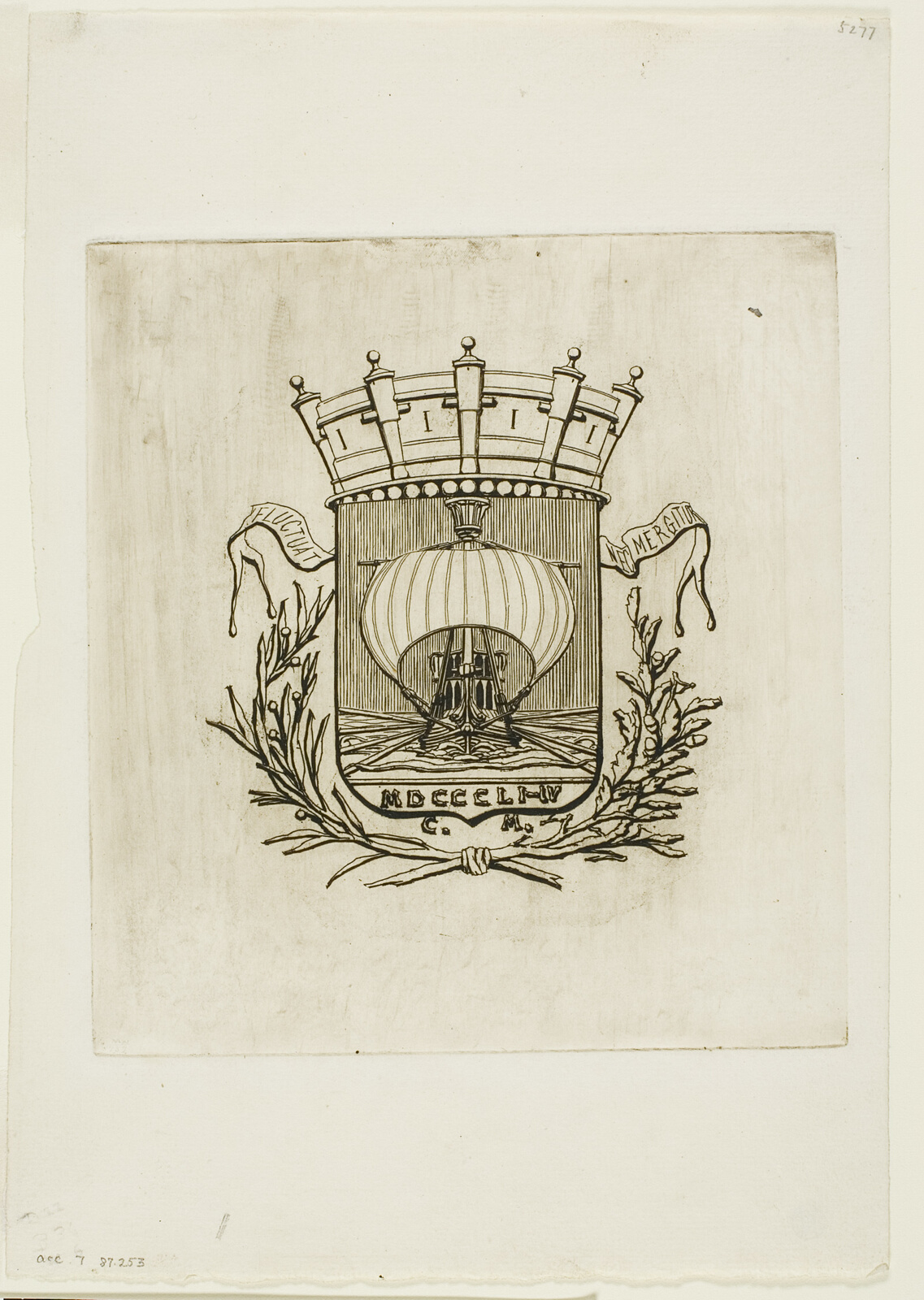 A work made of etching on ivory laid paper.