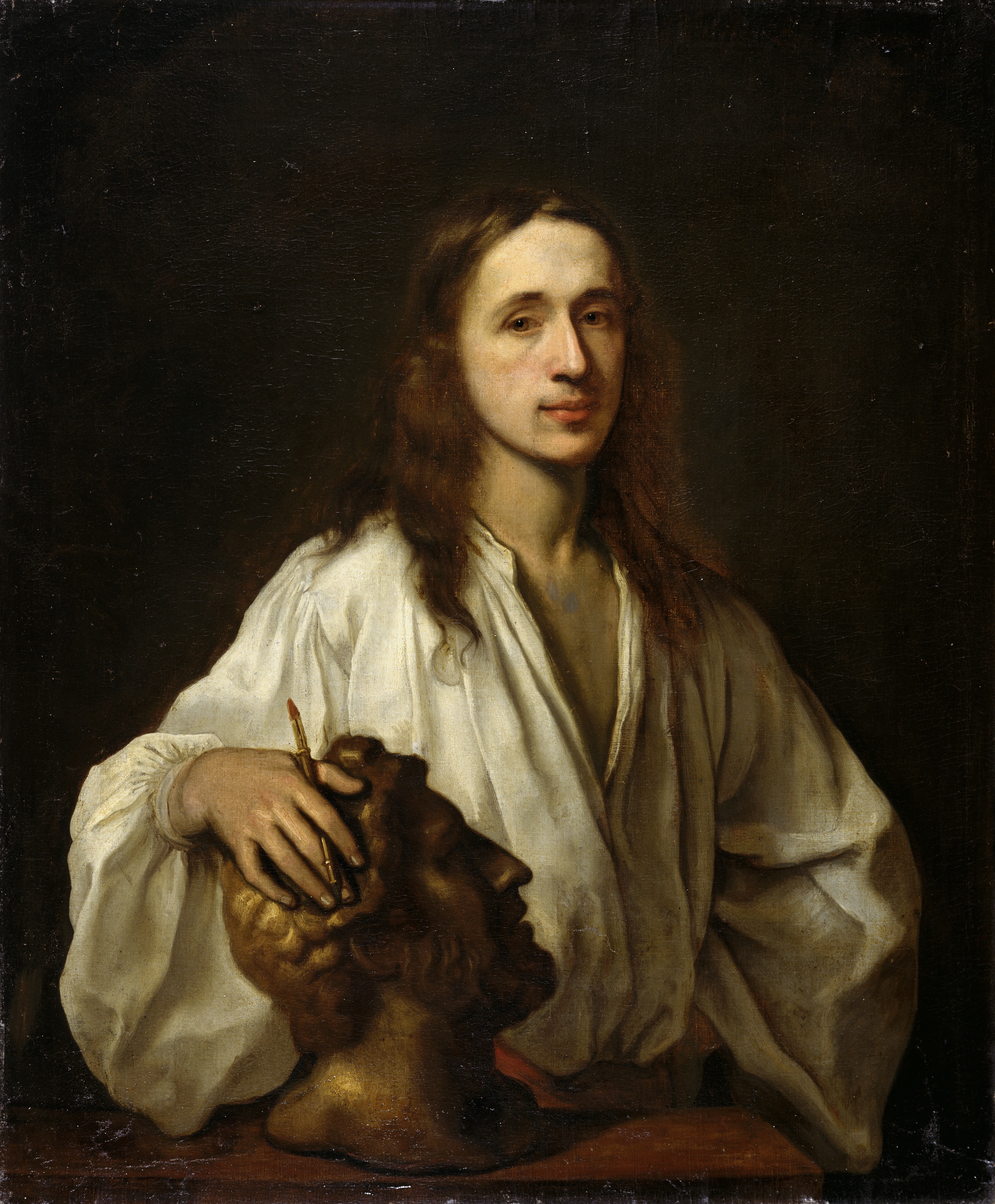 Self-portrait with an Antique Head by Johann Ulrich Mayr