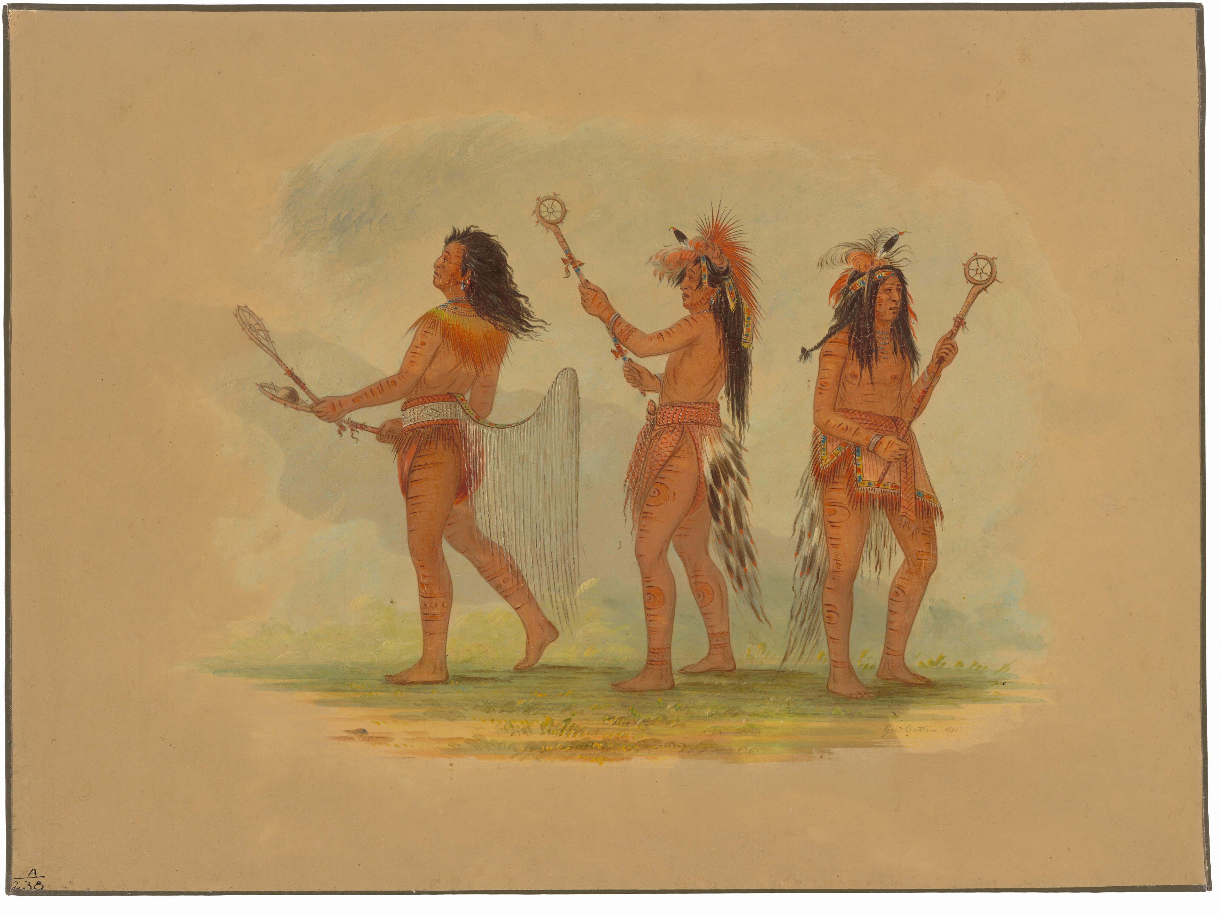 Three Celebrated Ball Players - Choctaw, Sioux and Ojibbeway