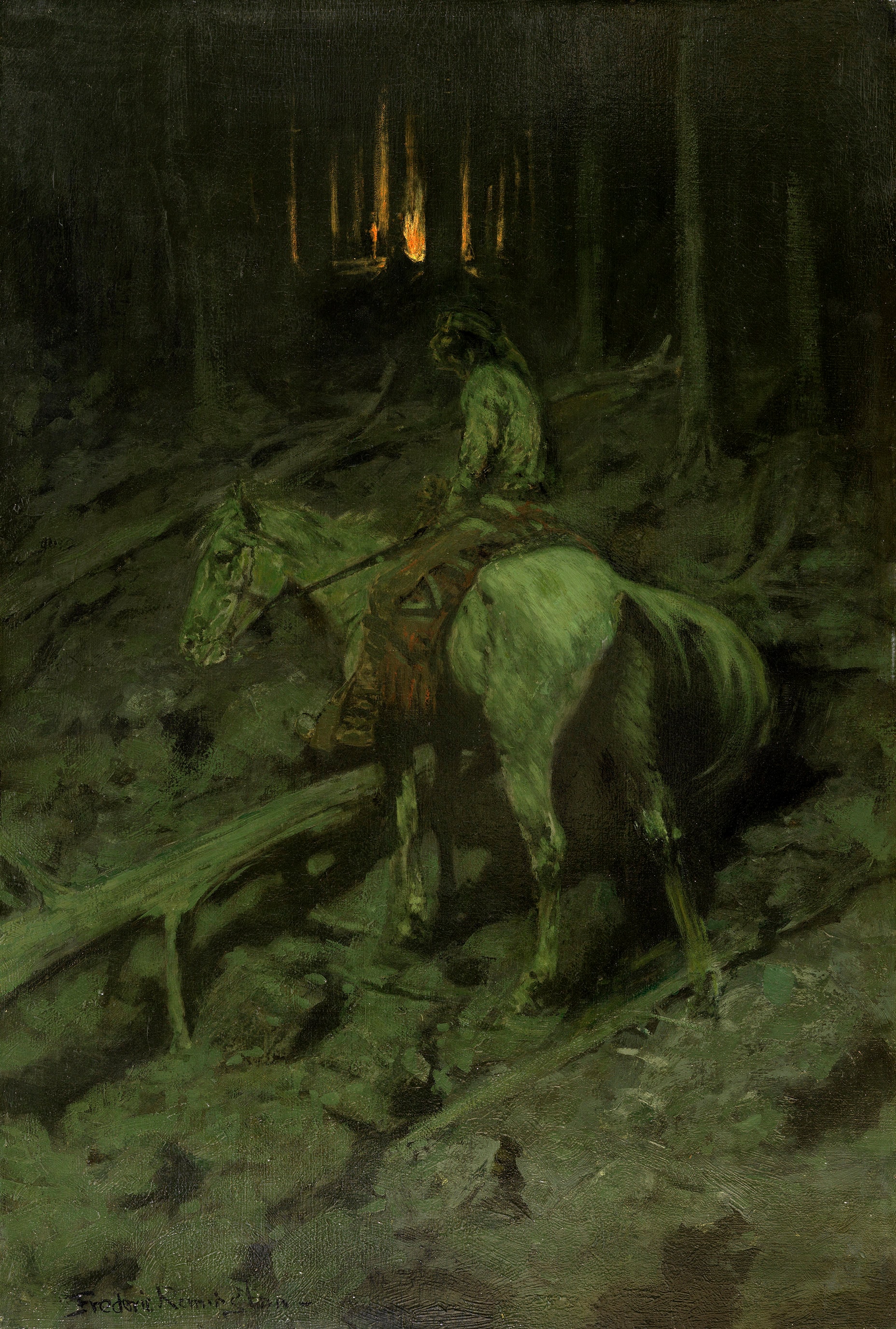 Apache Fire Signal by Frederic Remington