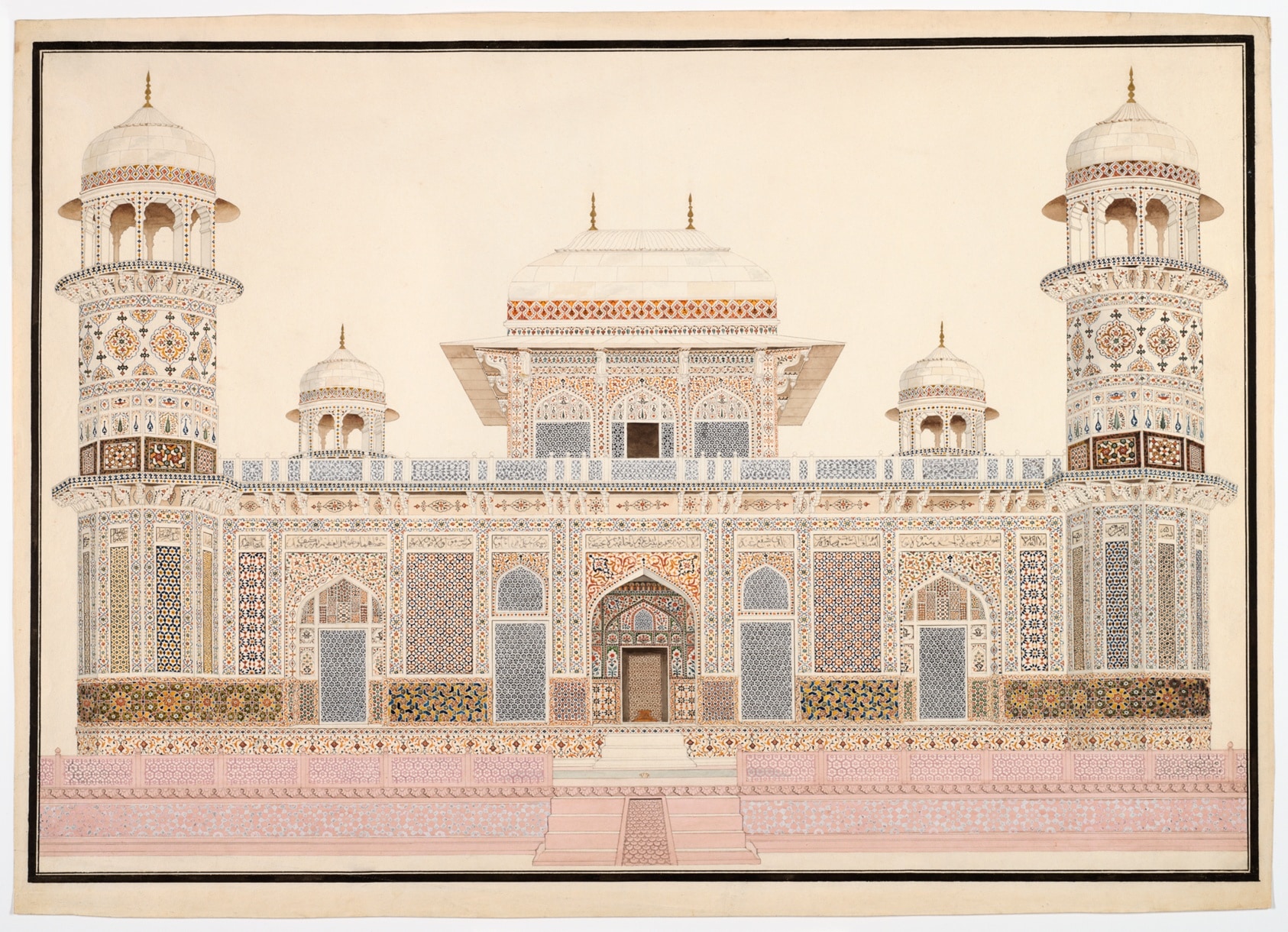 A work made of watercolor on paper watermarked j. whatman with pencil, pen, ink and gold.