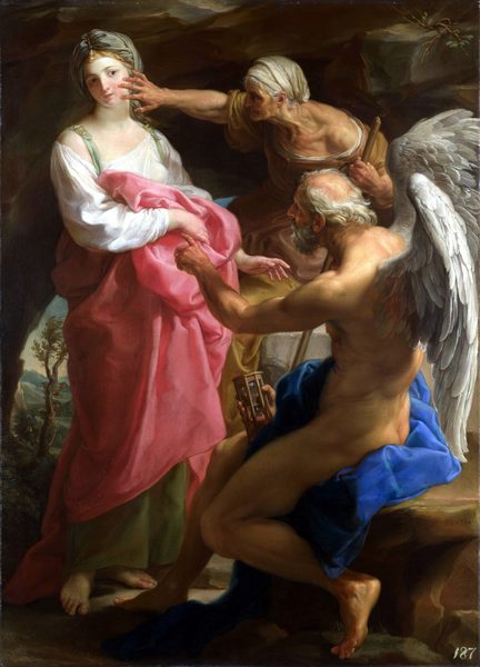 Time orders Old Age to destroy Beauty . by Pompeo Batoni