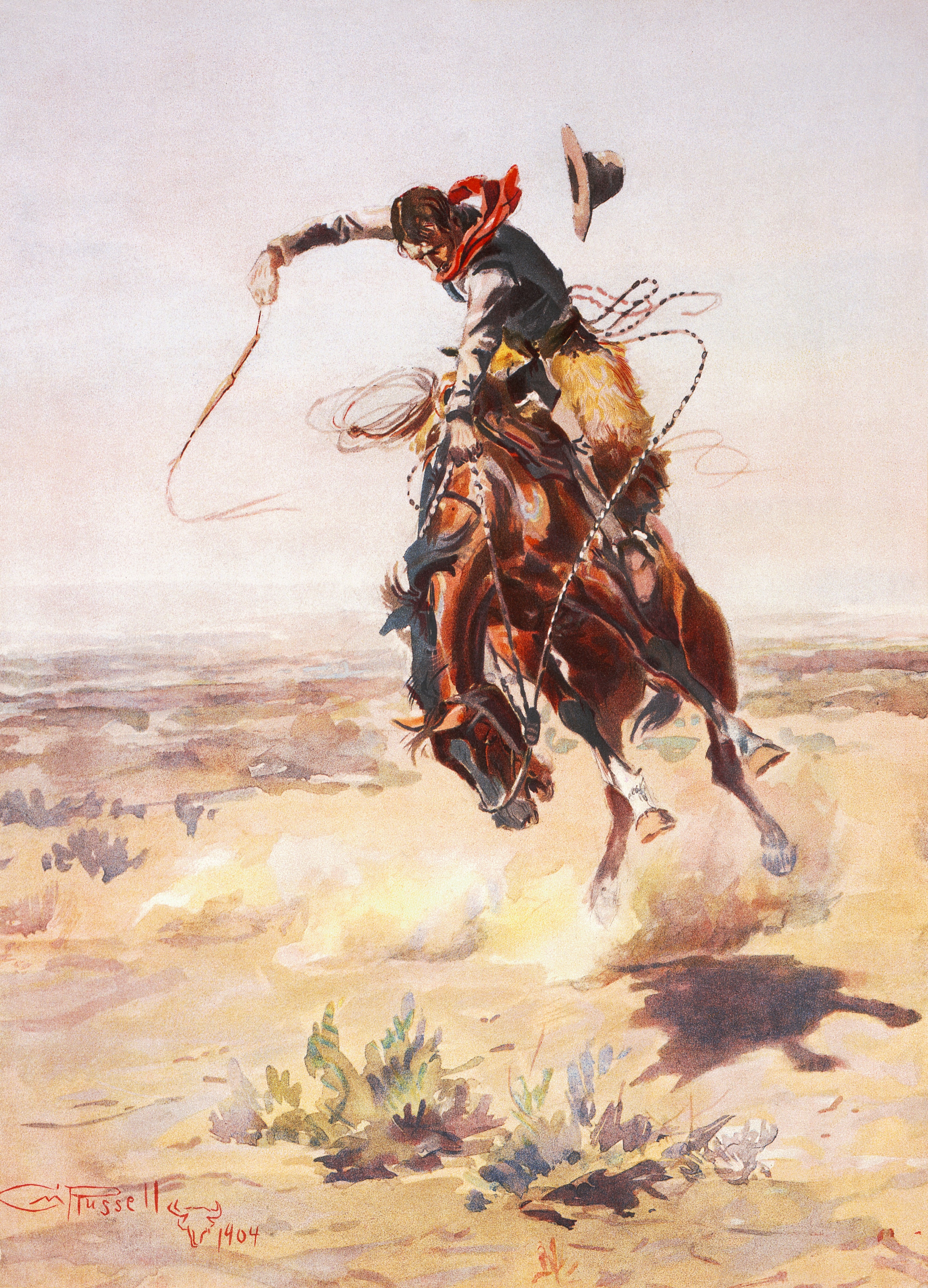 Charles Marion Russell - A bad hoss (1904) by Charles Marion Russell
