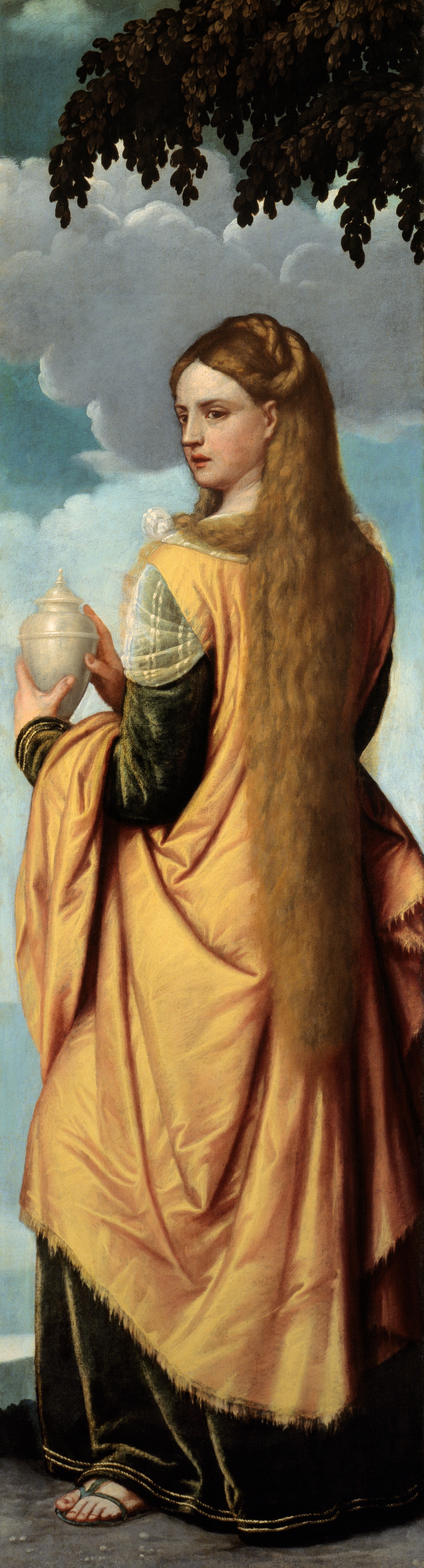 A work made of oil on canvas.