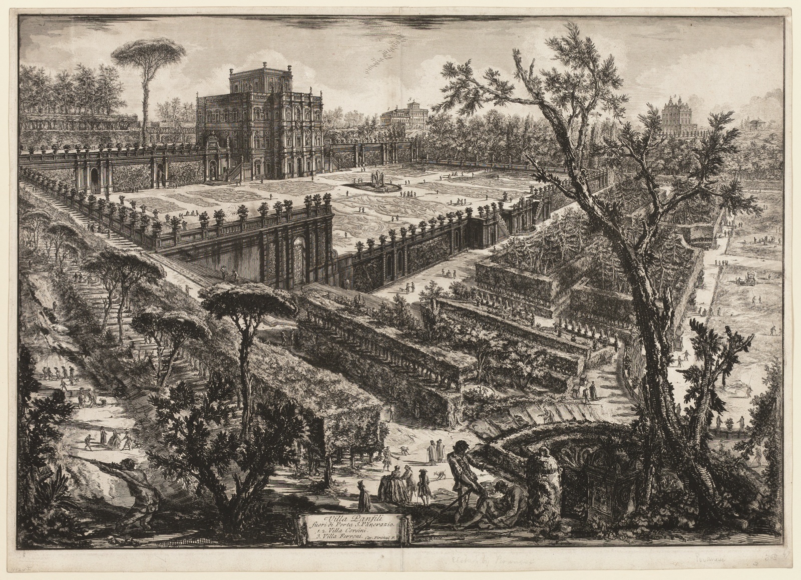 A work made of etching on heavy ivory laid paper.