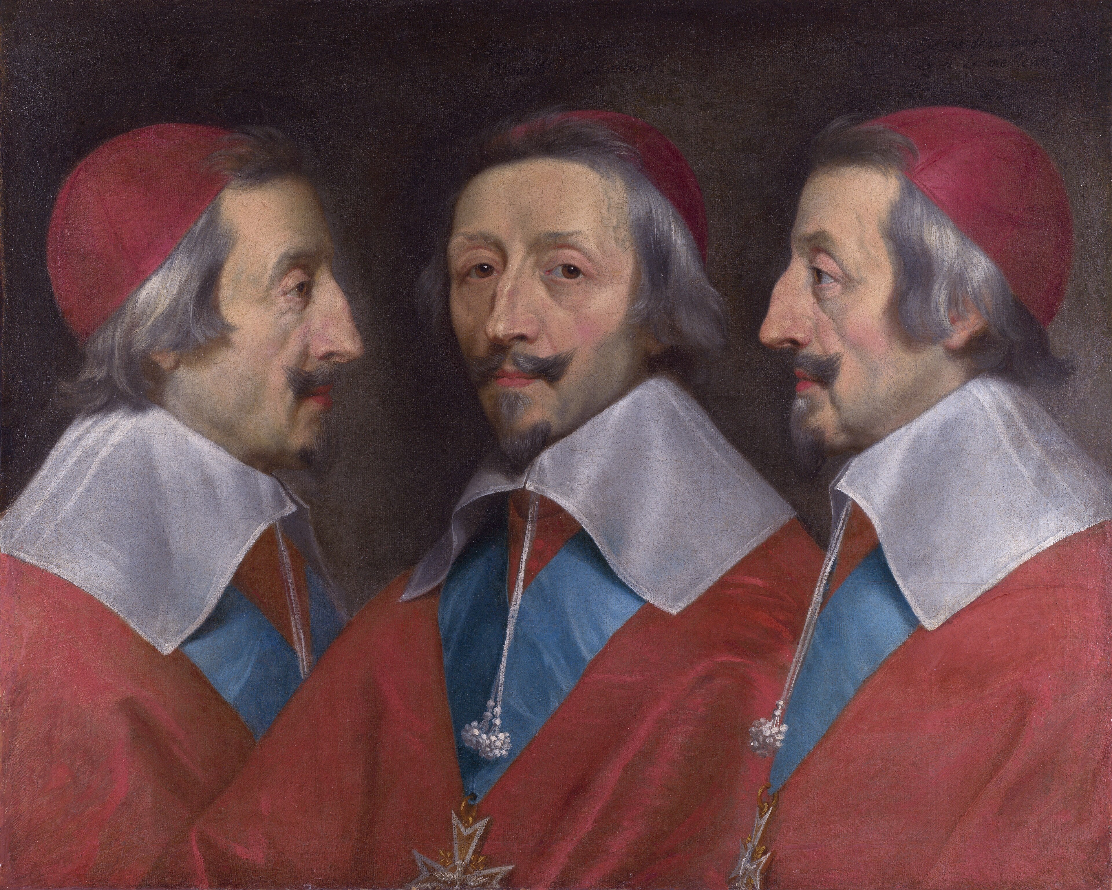 Triple Portrait of Cardinal de Richelieu. by Philippe de Champaigne