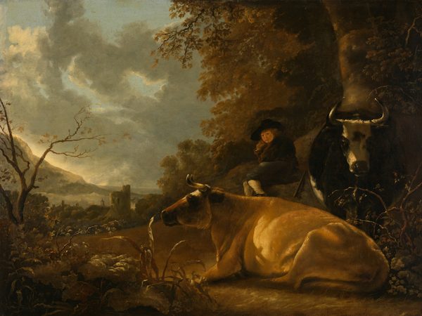Landscape with cows and young herdsman . by Aelbert Cuyp