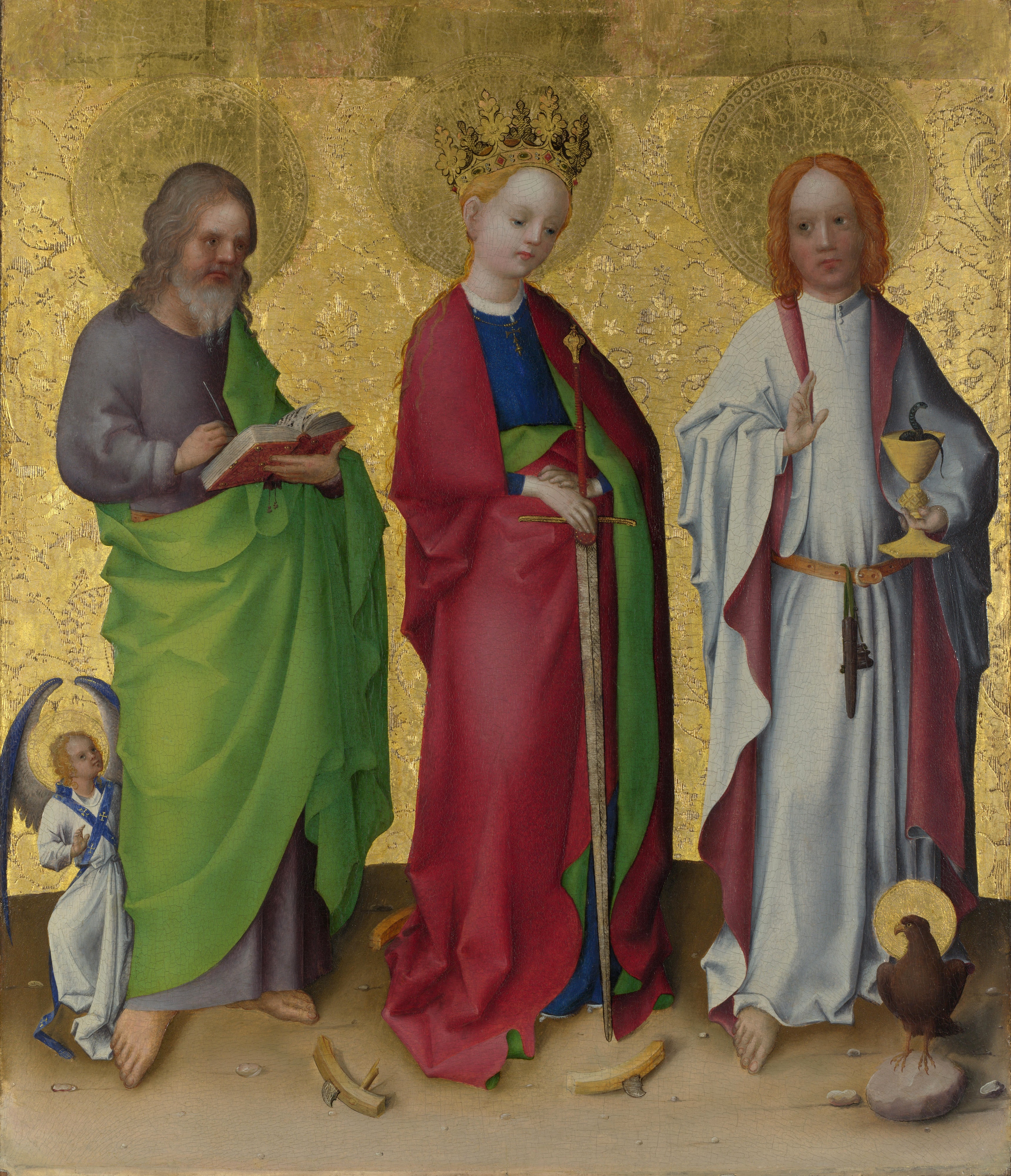 Saints Matthew, Catherine of Alexandria and John the Evangelist by Stefan Lochner