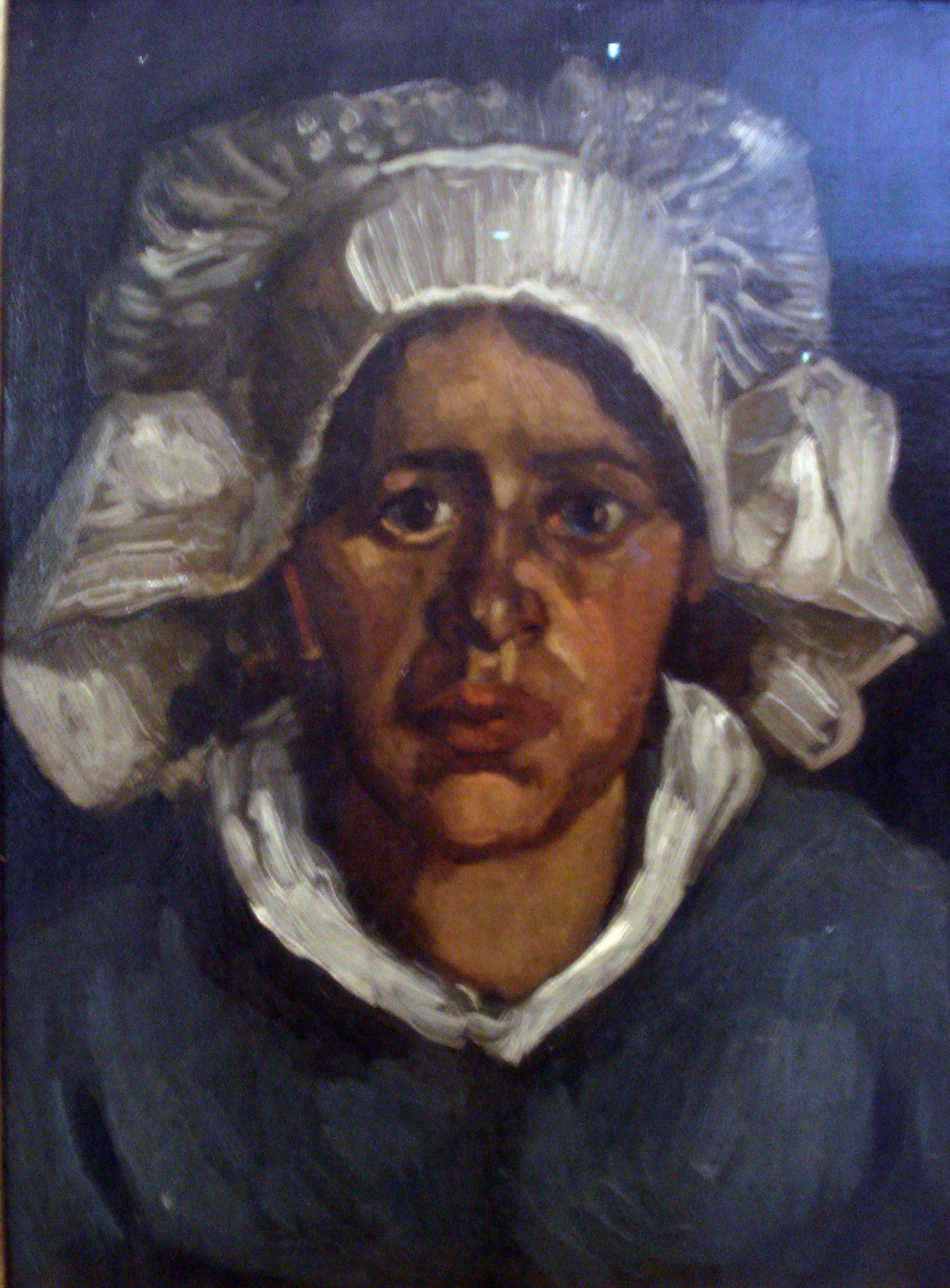 Head of a Peasant Woman with White Cap, 1885-03, by Vincent van Gogh