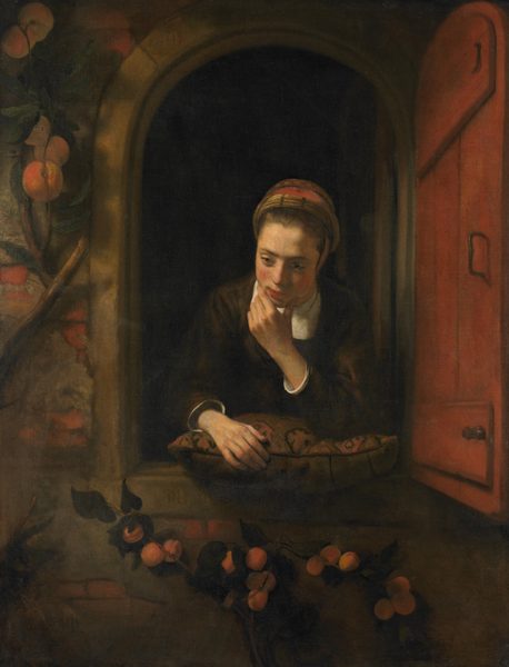 Girl at a window, known as 'The daydreamer' by Nicolaes Maes