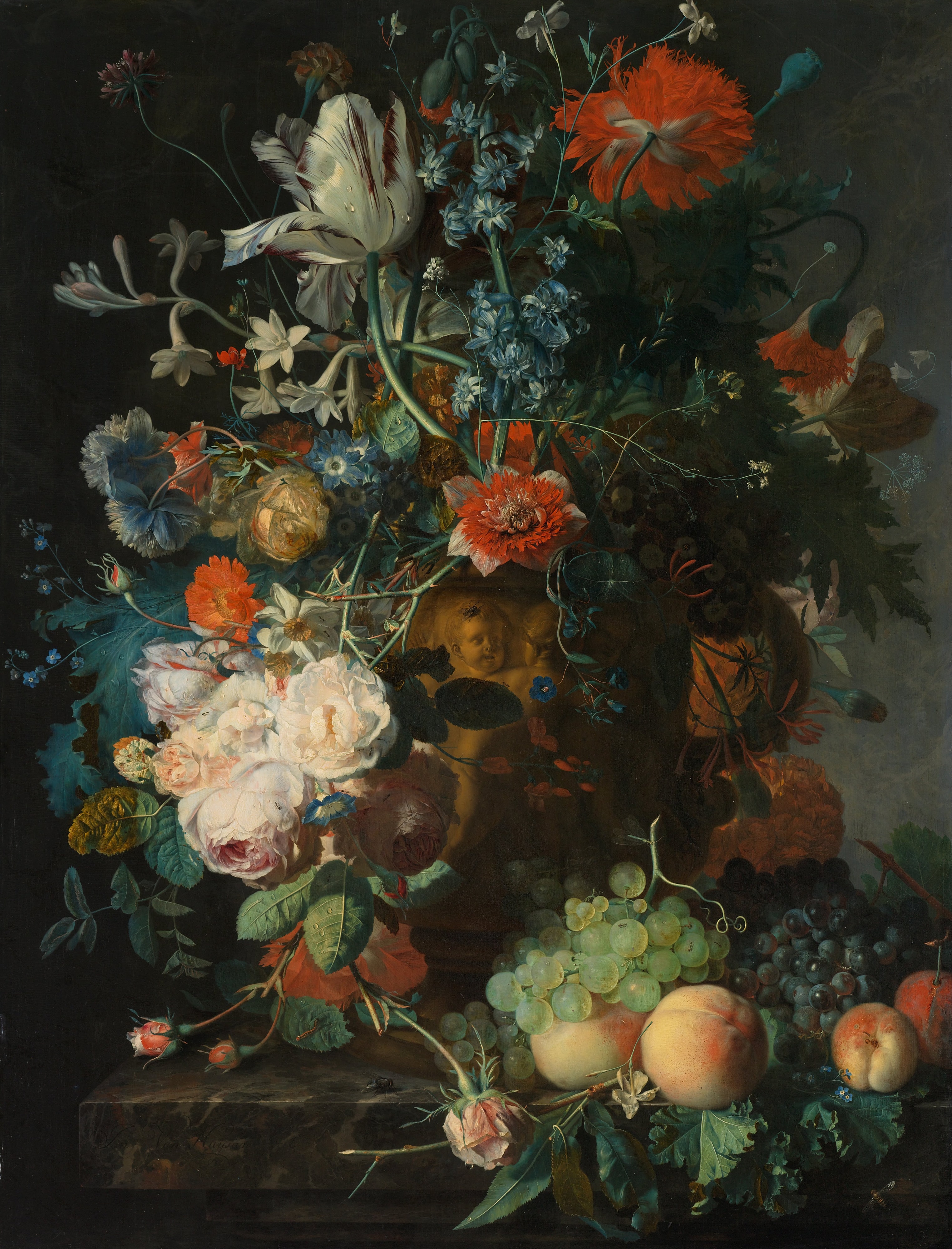 Still Life with Flowers and Fruit by Jan van Huysum