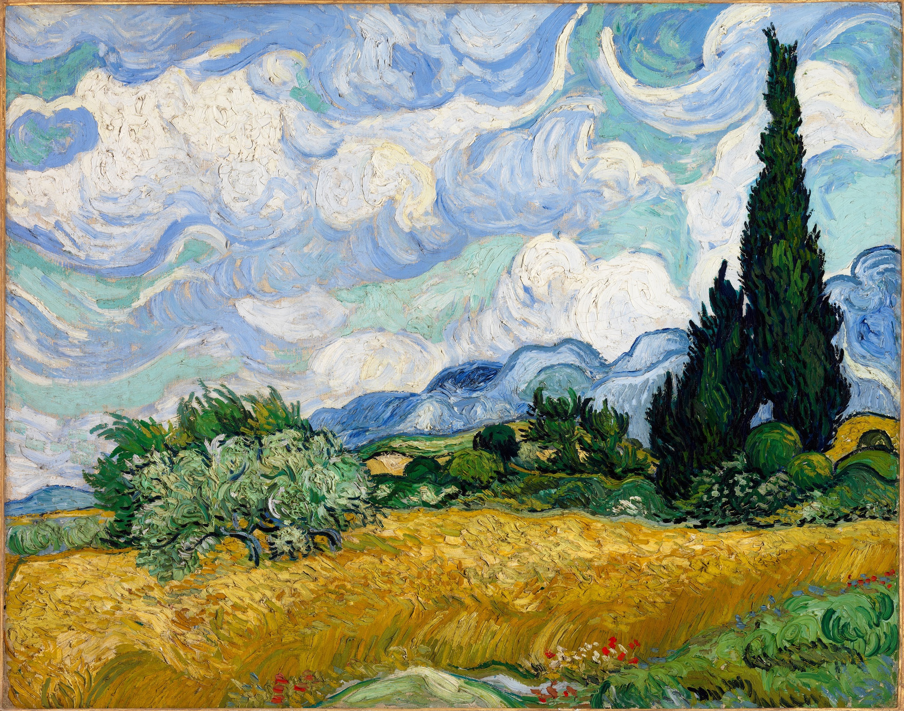 Wheat Field with Cypresses, 1889-06, by Vincent van Gogh