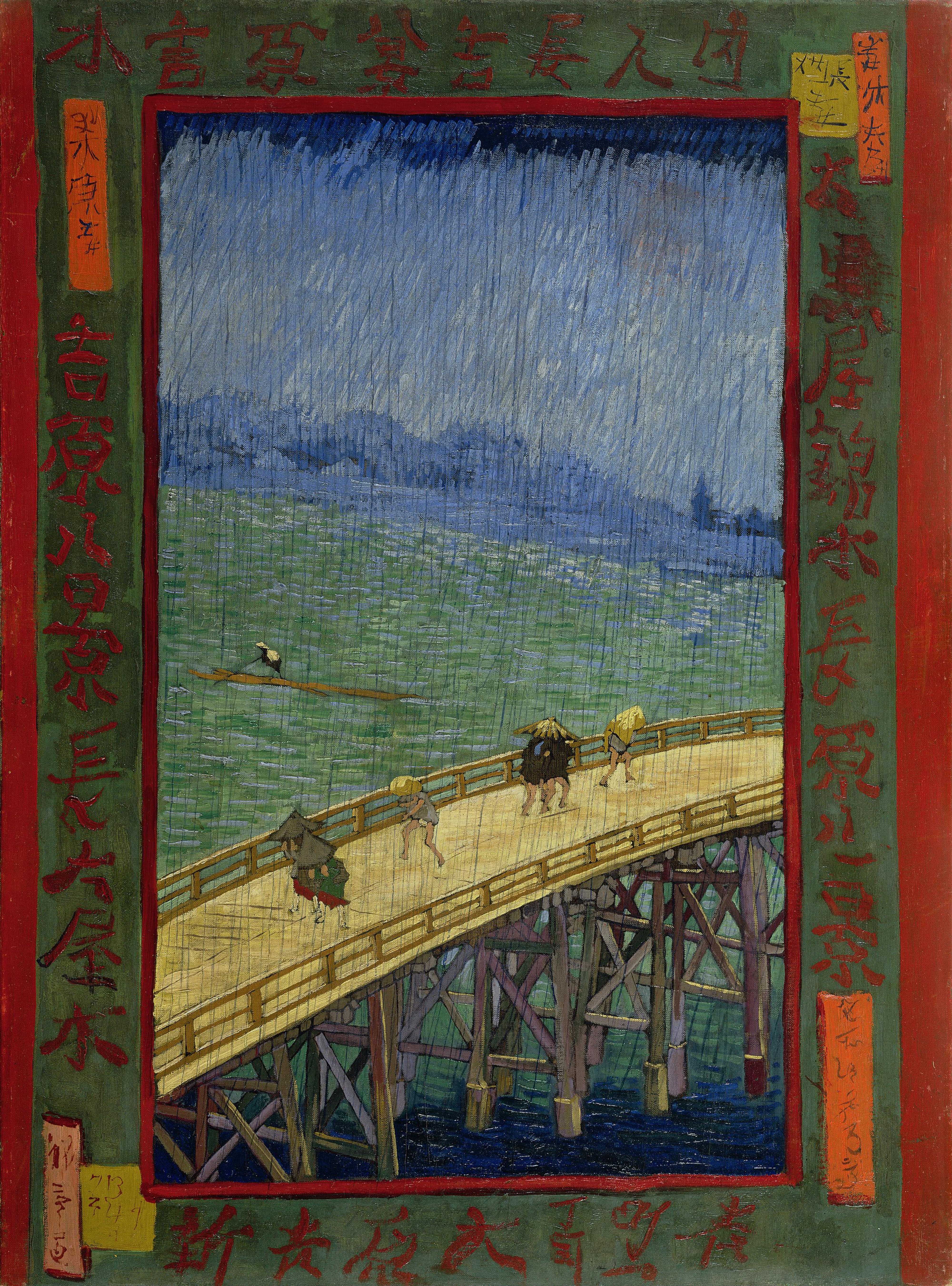 Bridge in the rain, after Hiroshige, 1887, by Vincent van Gogh