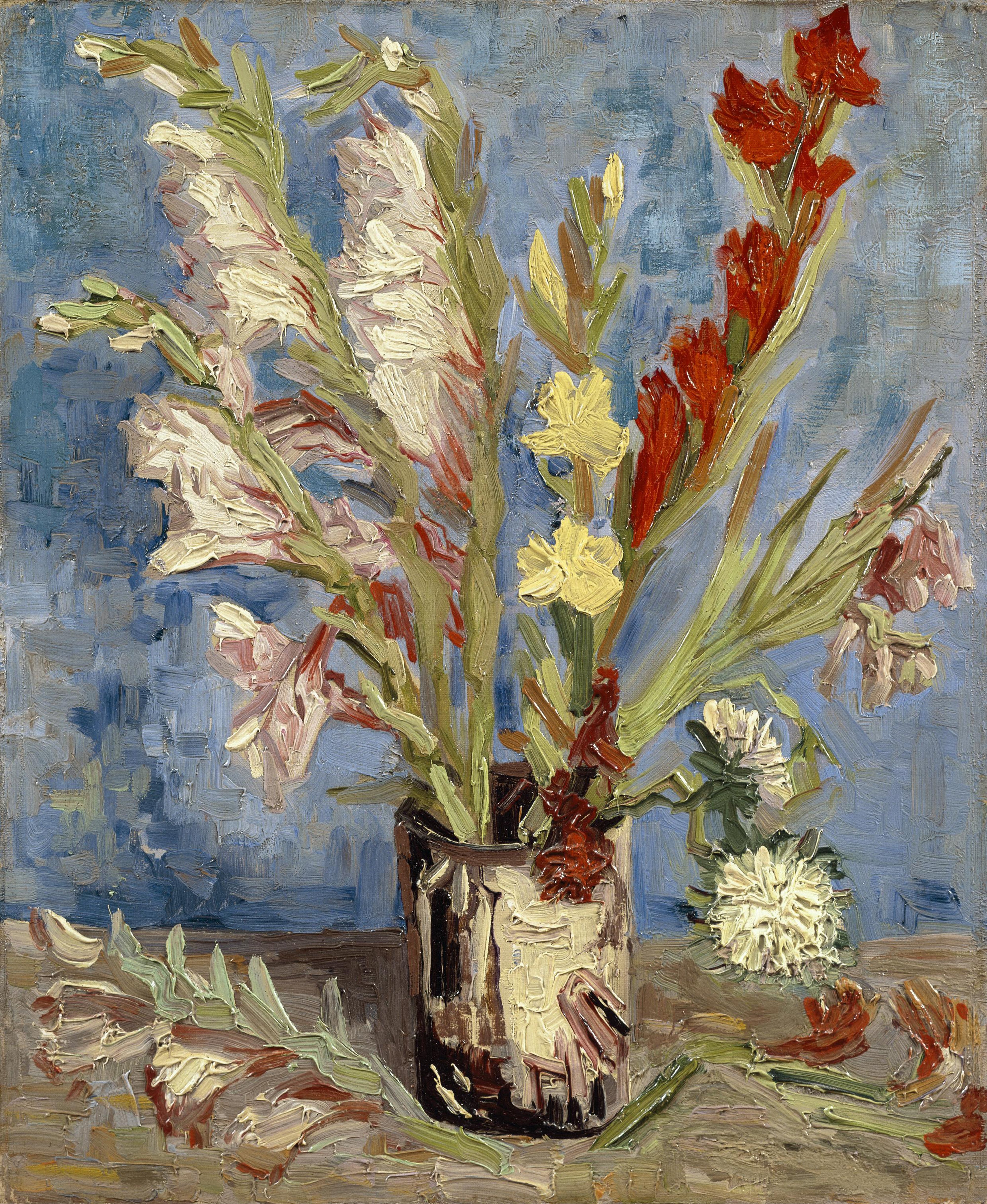 Vase with Gladioli and China Asters, 1886, by Vincent van Gogh