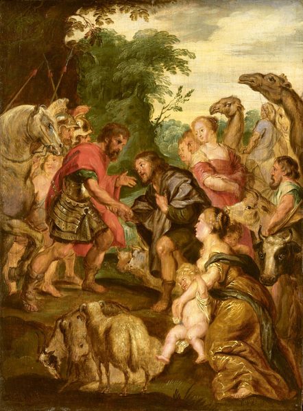 The reconciliation of Jacob and Esau . by Peter Paul Rubens