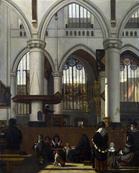 The Interior of the Oude Kerk, Amsterdam, during a Sermon by Emanuel de Witte