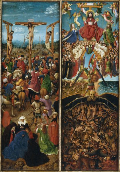 The Crucifixion; The Last Judgment, part of a triptychon by Jan van Eyck