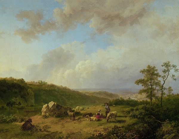 Landschap bij opkomende regenbui by Barend Cornelis Koekkoek