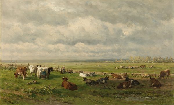 Pasture landscape with cattle by Willem Roelofs