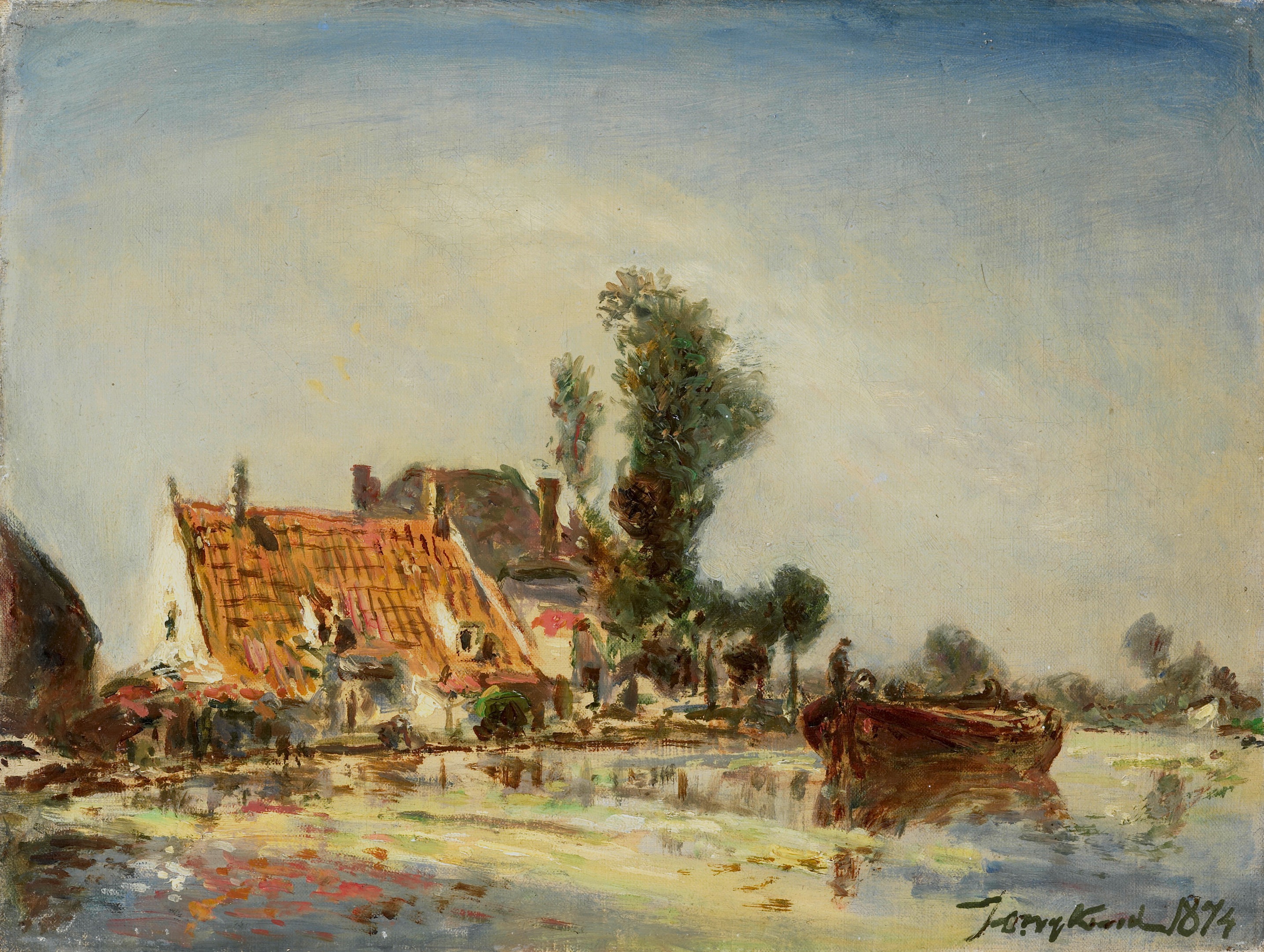 Houses along a Canal near Crooswijk by Johan Jongkind