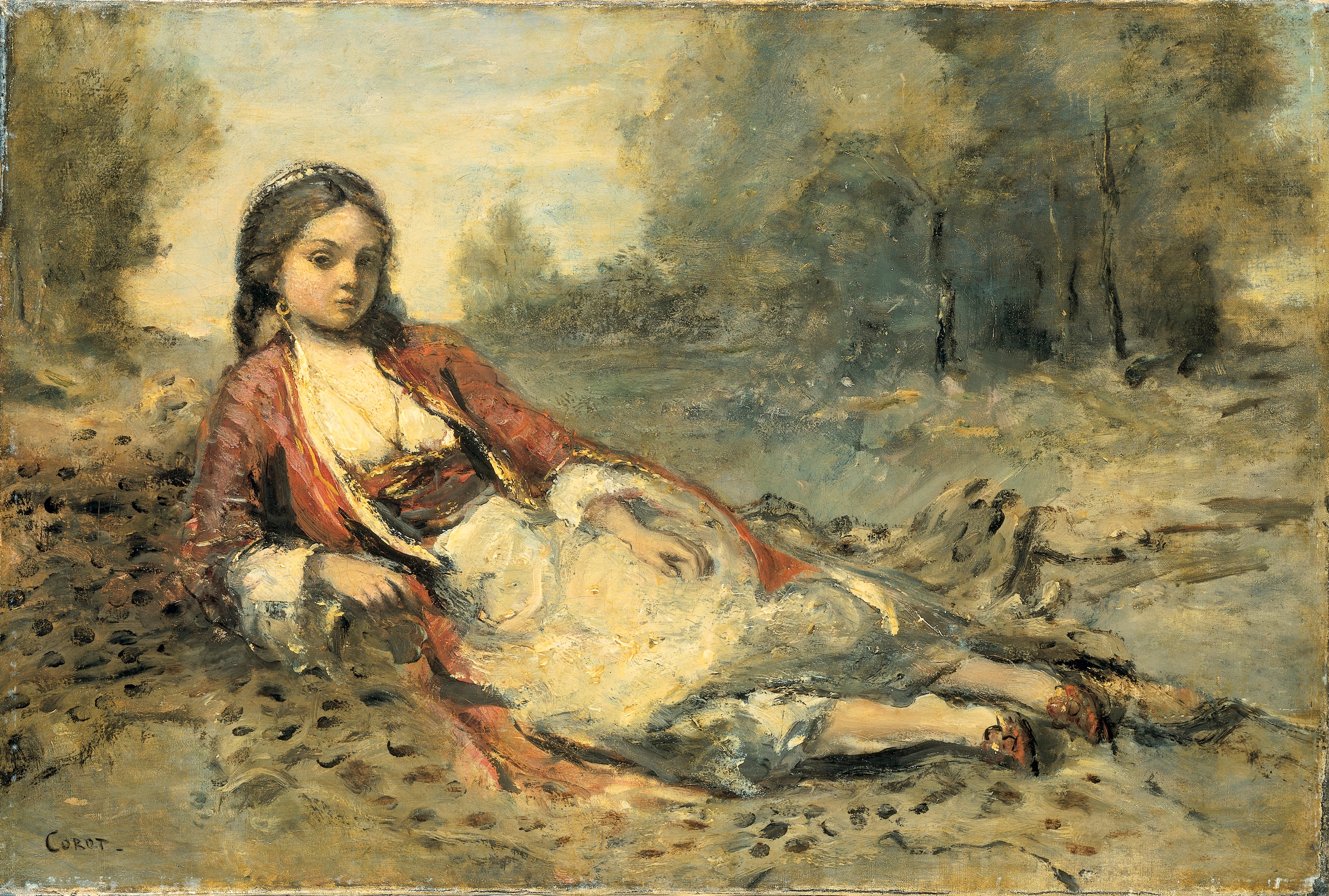 French: Algérienne Algerien by Jean-Baptiste Camille Corot