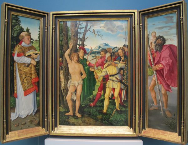 Hans baldung grien, martirio di santo sebastiano coi santi stefano, cristoforo, apollonia, dorotea, 1507, 01 by Sailko