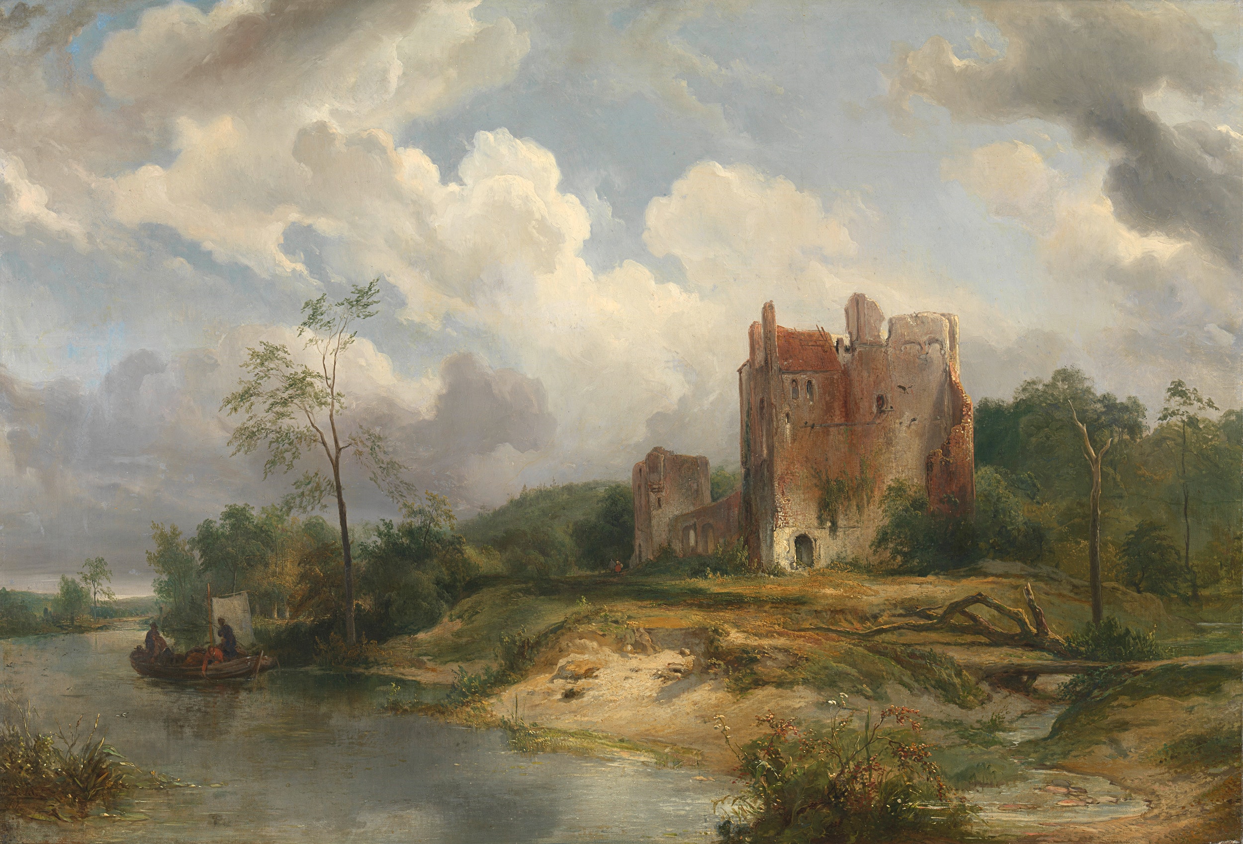 River Landscape with Ruin by Wijnand Nuijen
