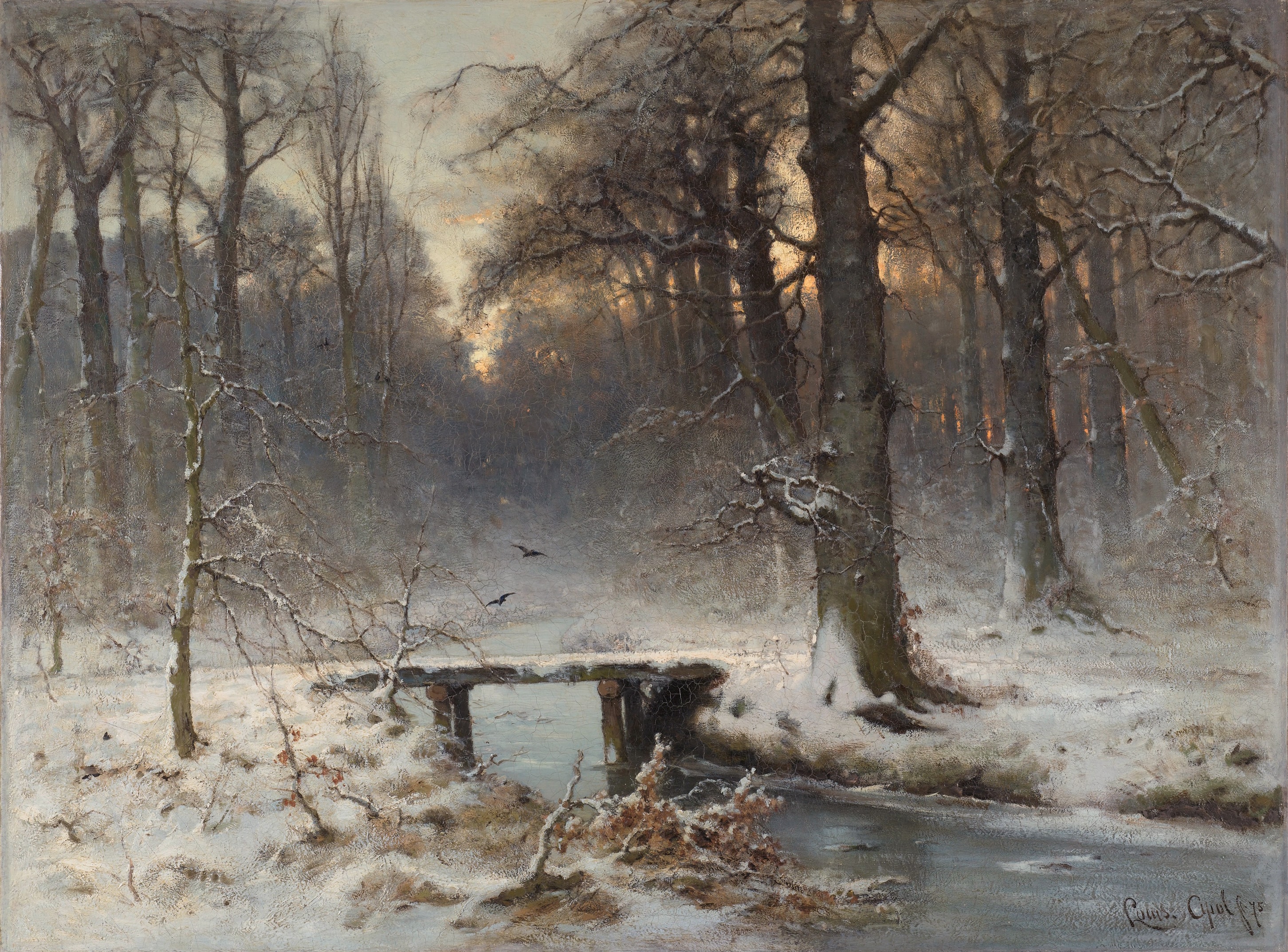 A January evening in the Haagse Bos, by Louis Apol (1850–1936) by Louis Apol