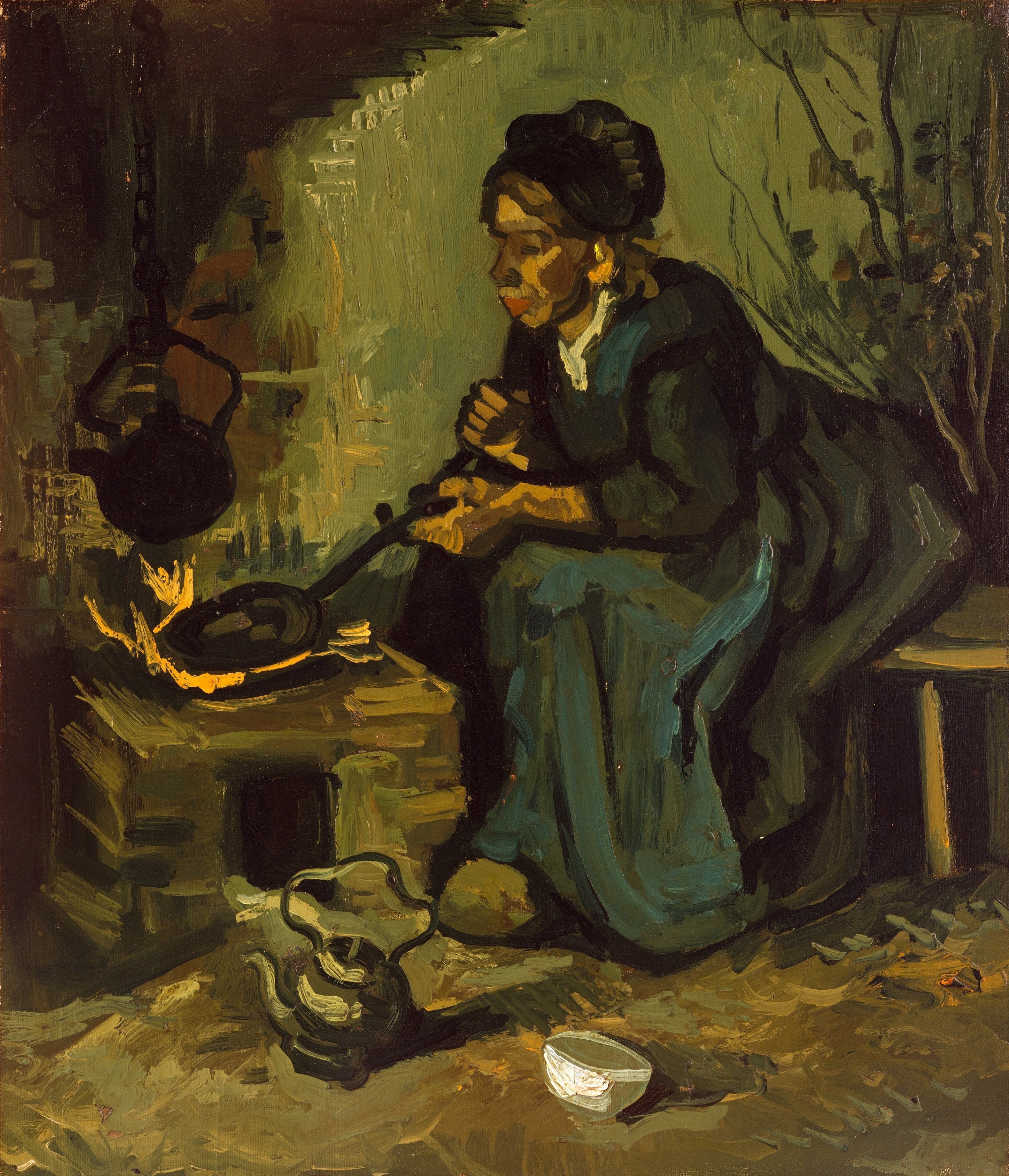 Peasant Woman Cooking by a Fireplace, 1885, by Vincent van Gogh