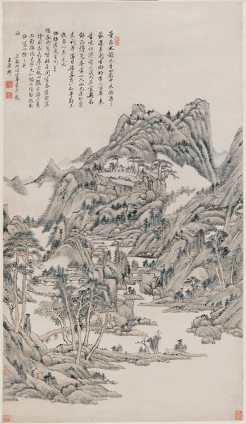 A work made of hanging scroll; ink and color on paper.