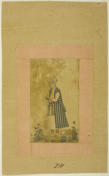 A work made of opaque watercolor and gold on paper.