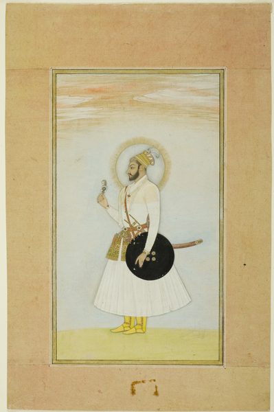 A work made of opaque watercolor and gold on paper.