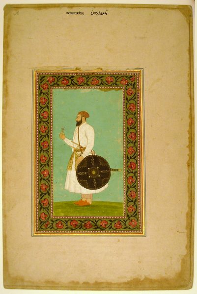 A work made of opaque watercolor and gold on paper.