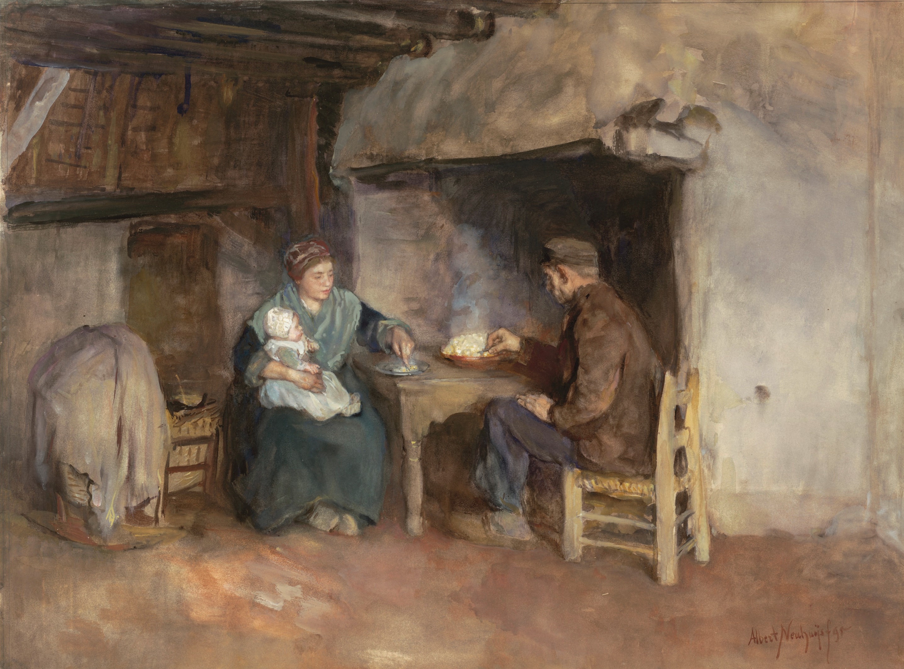 A Peasant Family at Lunch by Albert Neuhuys
