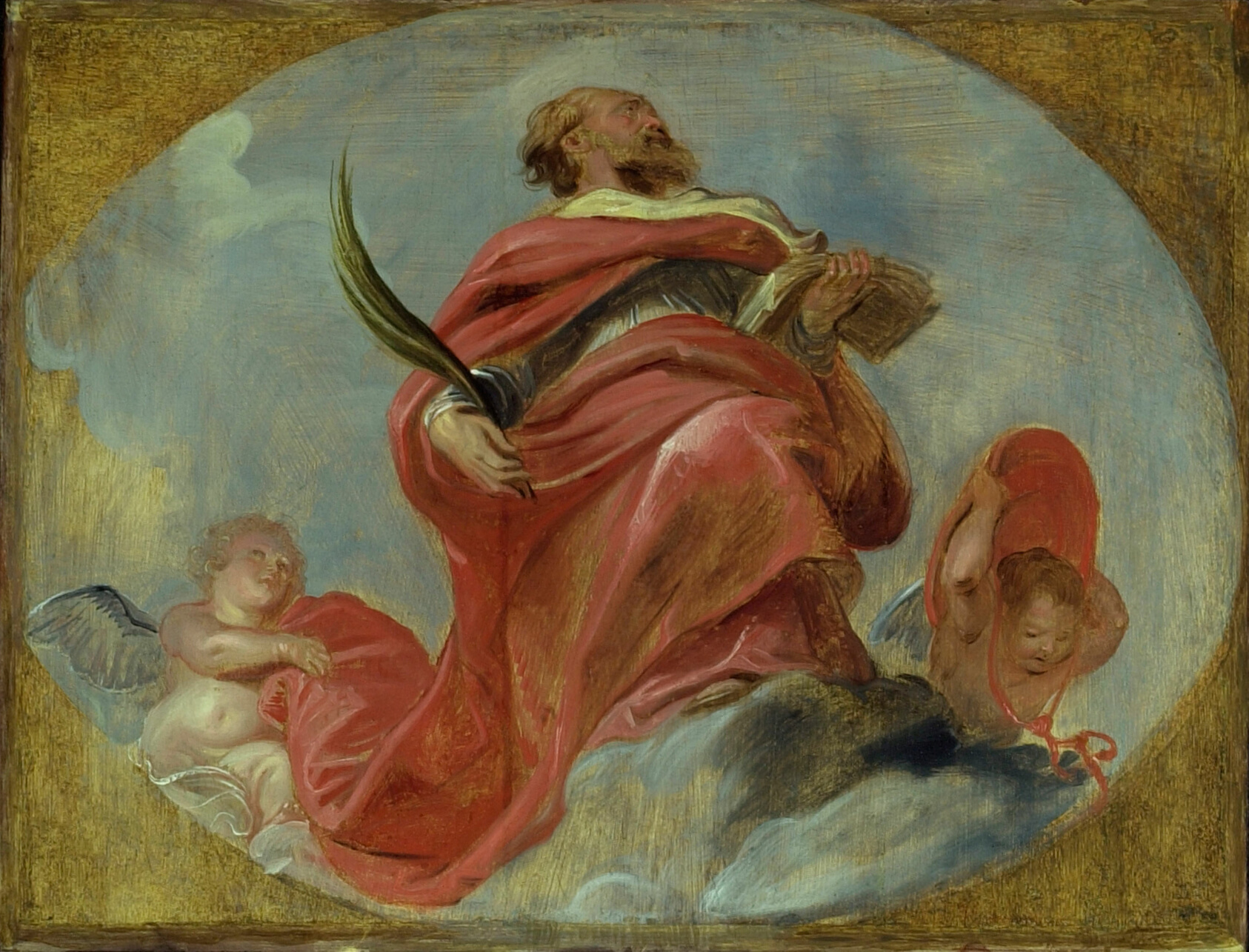 A work made of oil on panel.